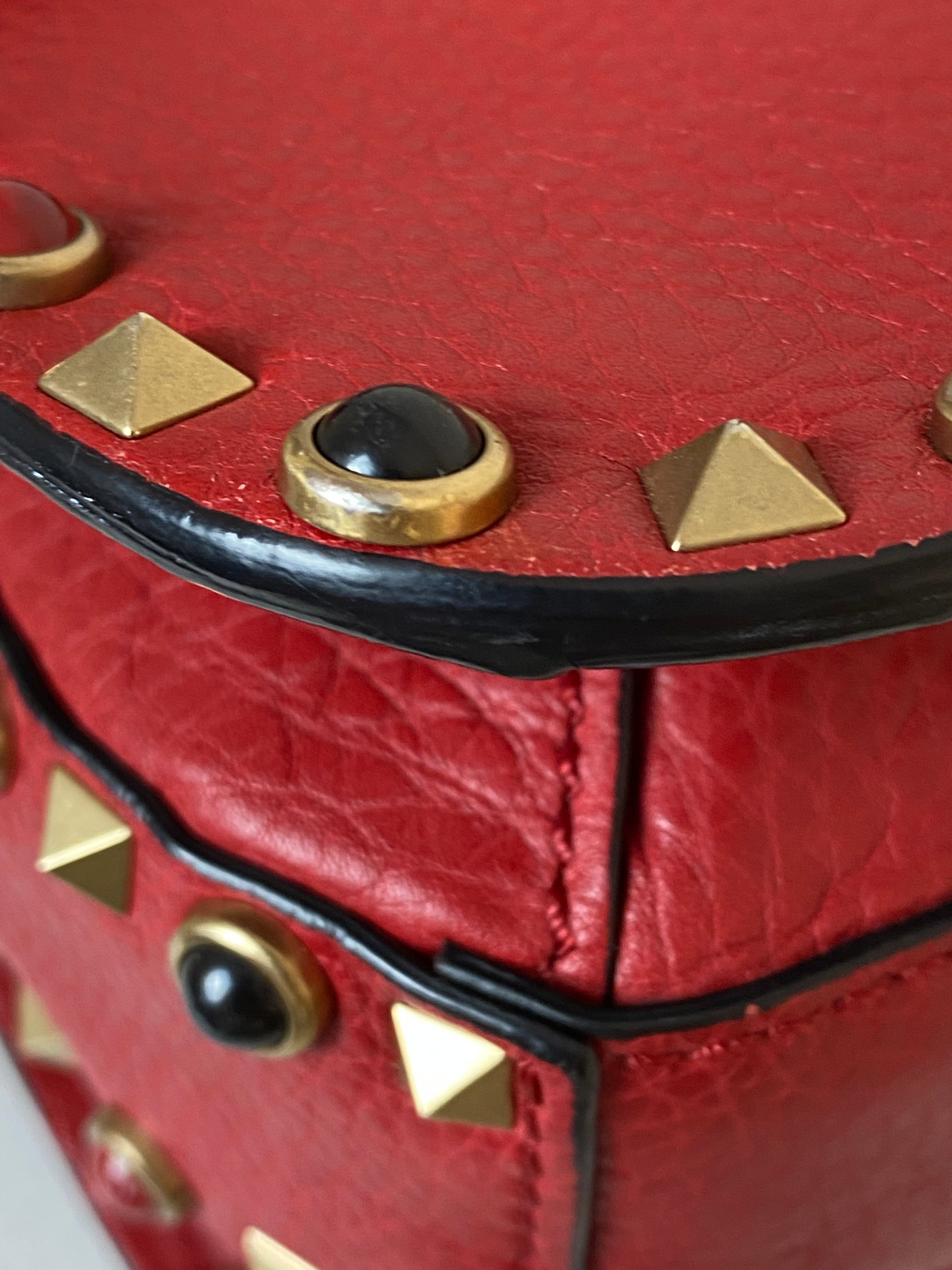 Valentino Red Rolling Rockstud Crossbody Bag-handbag-Valentino-The Closet Egypt