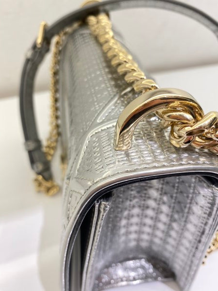 Christian Dior Metallic Silver Diorama Small Bag
