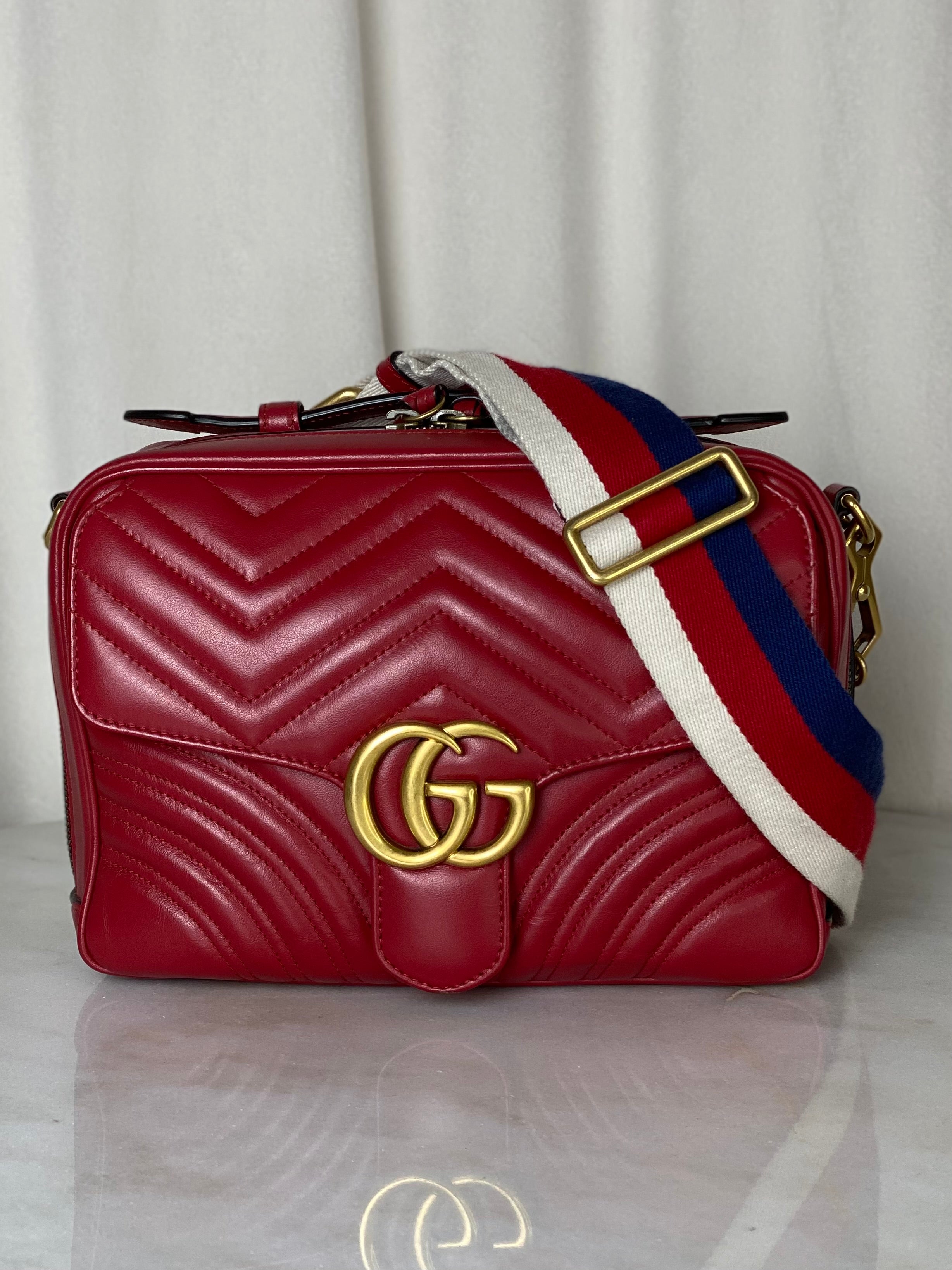 Gucci Red Marmont Top Handle Bag