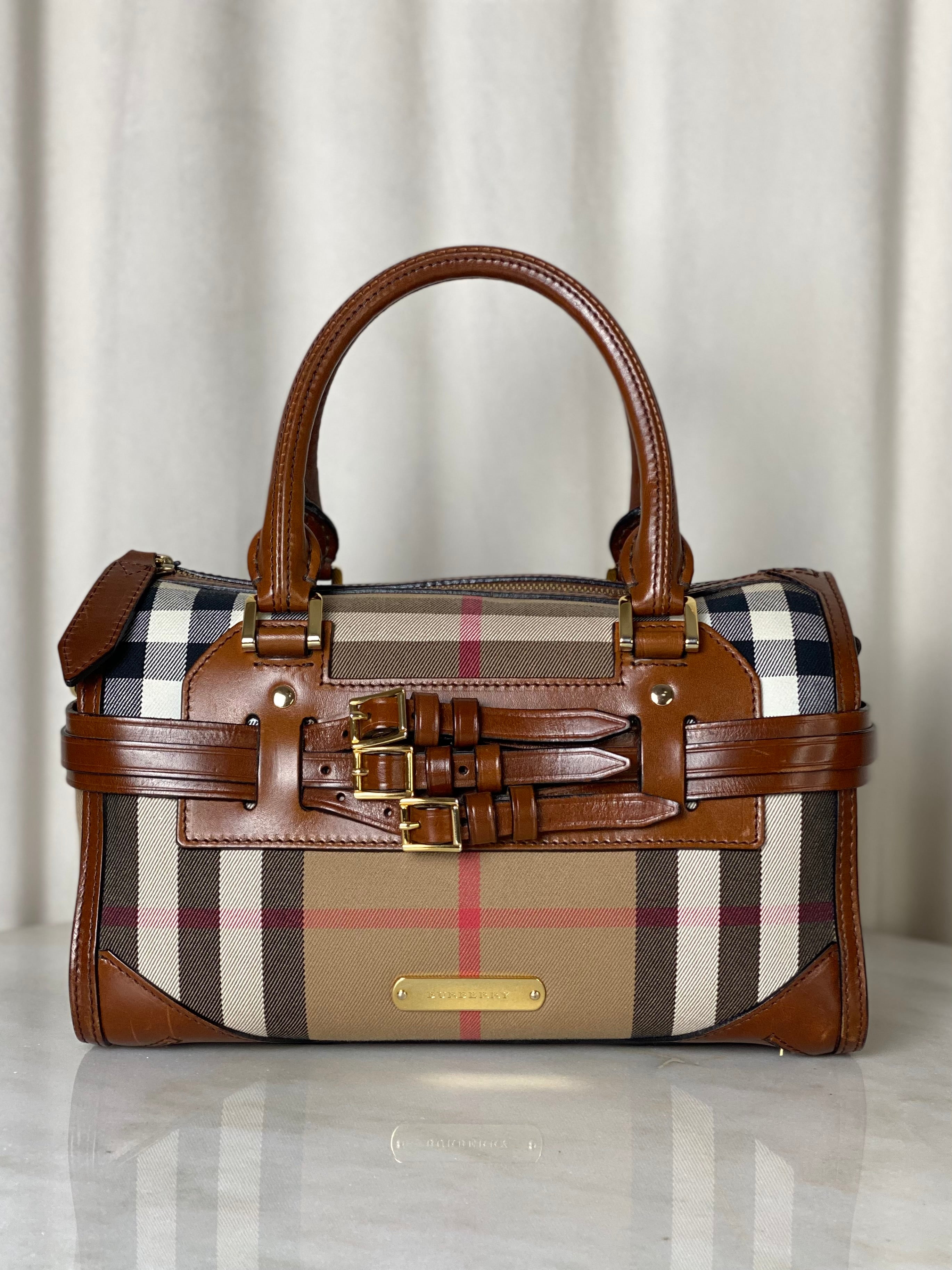 Burberry Brown Bridle House Check Bowling Tote Bag-handbag-Burberry-The Closet Egypt