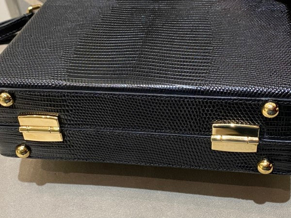 Dolce & Gabbana Black Iguana Print Box Bag-handbag-Dolce & Gabbana-The Closet Egypt