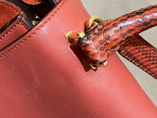 Celine Orange Red Python Trapeze Medium Bag-handbag-Celine-The Closet Egypt