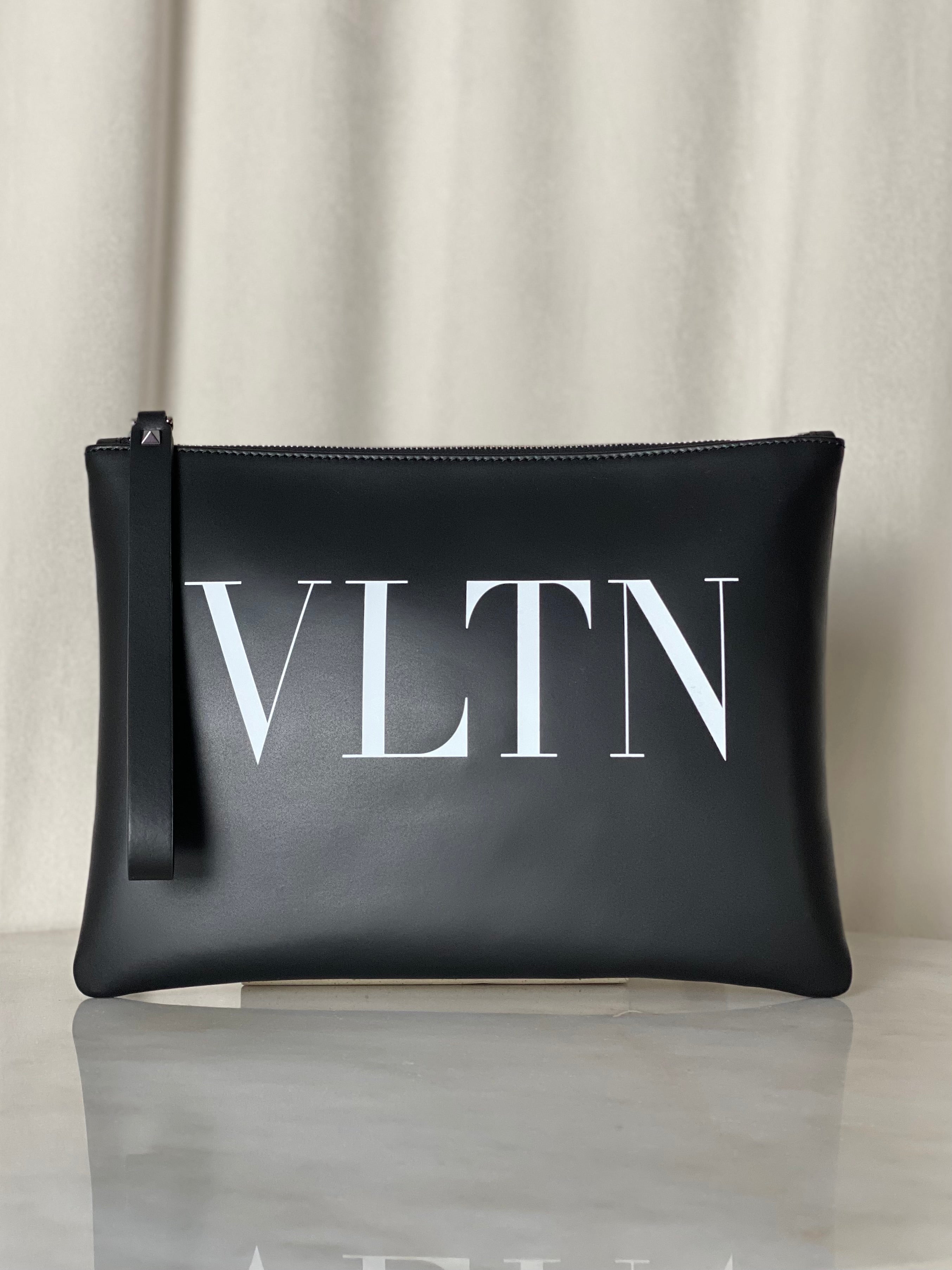 Valentino Black VLTN Logo Clutch