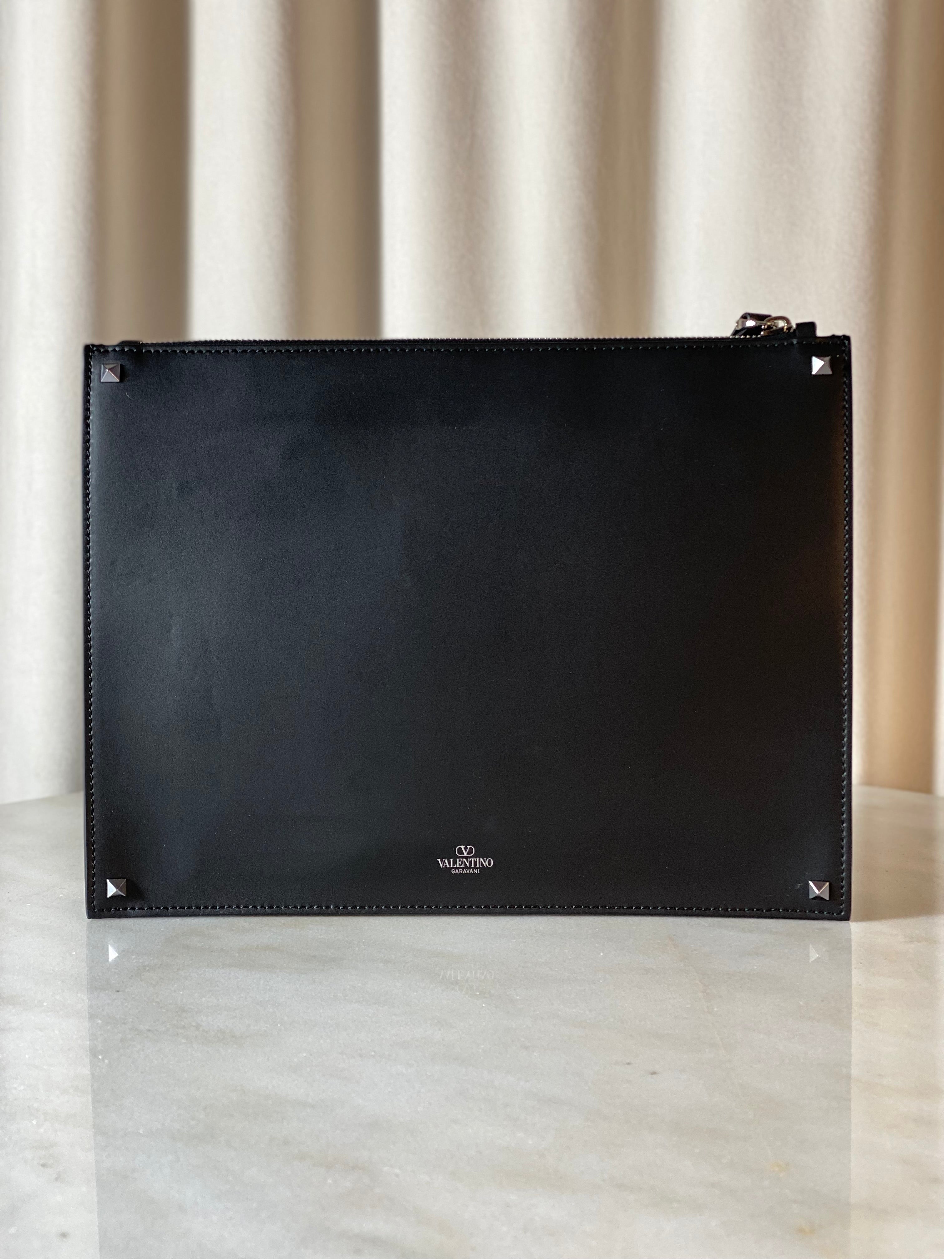 Valentino Black VLTN Studded Zip Pouch