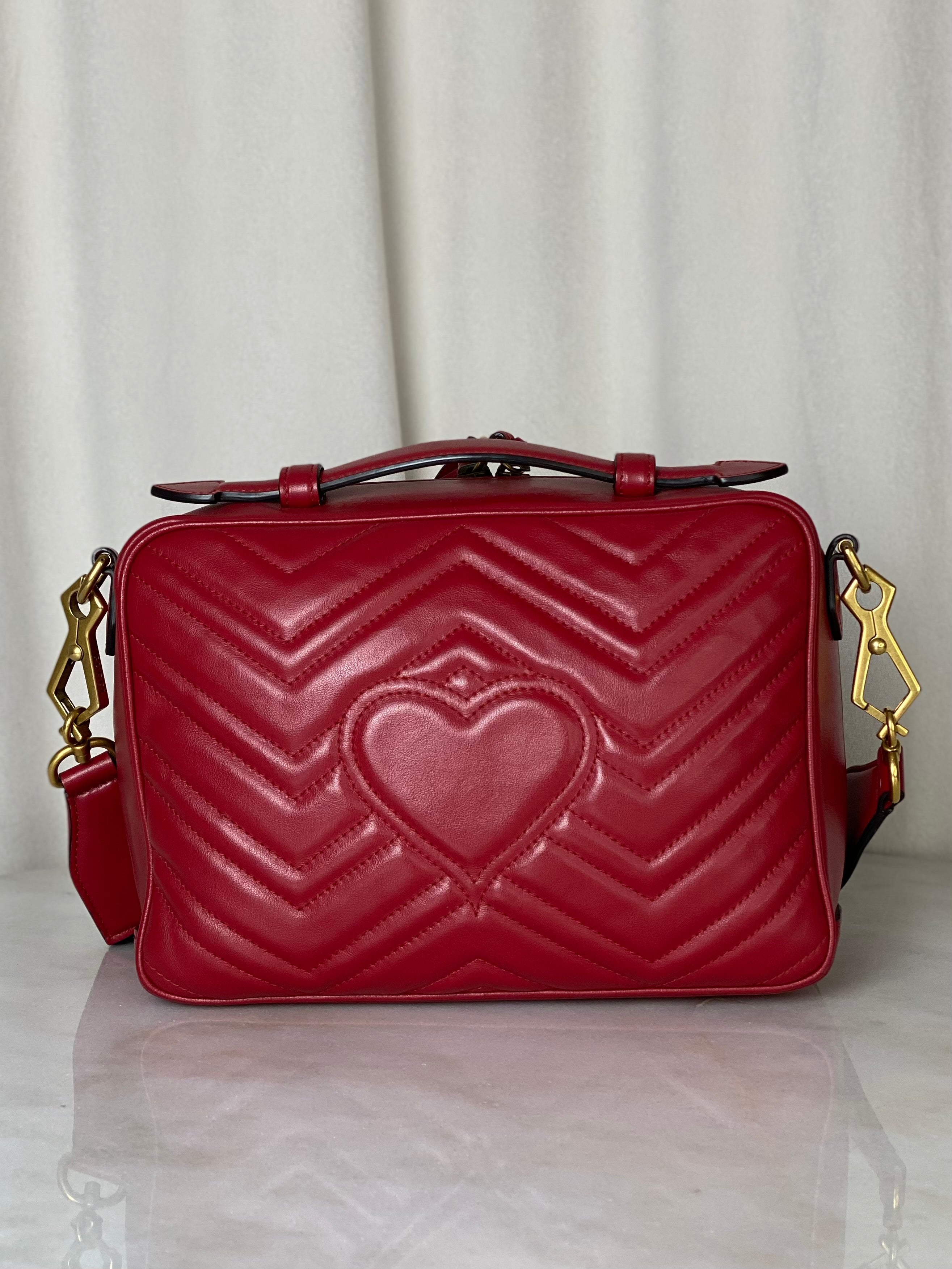 Gucci Red Marmont Top Handle Bag