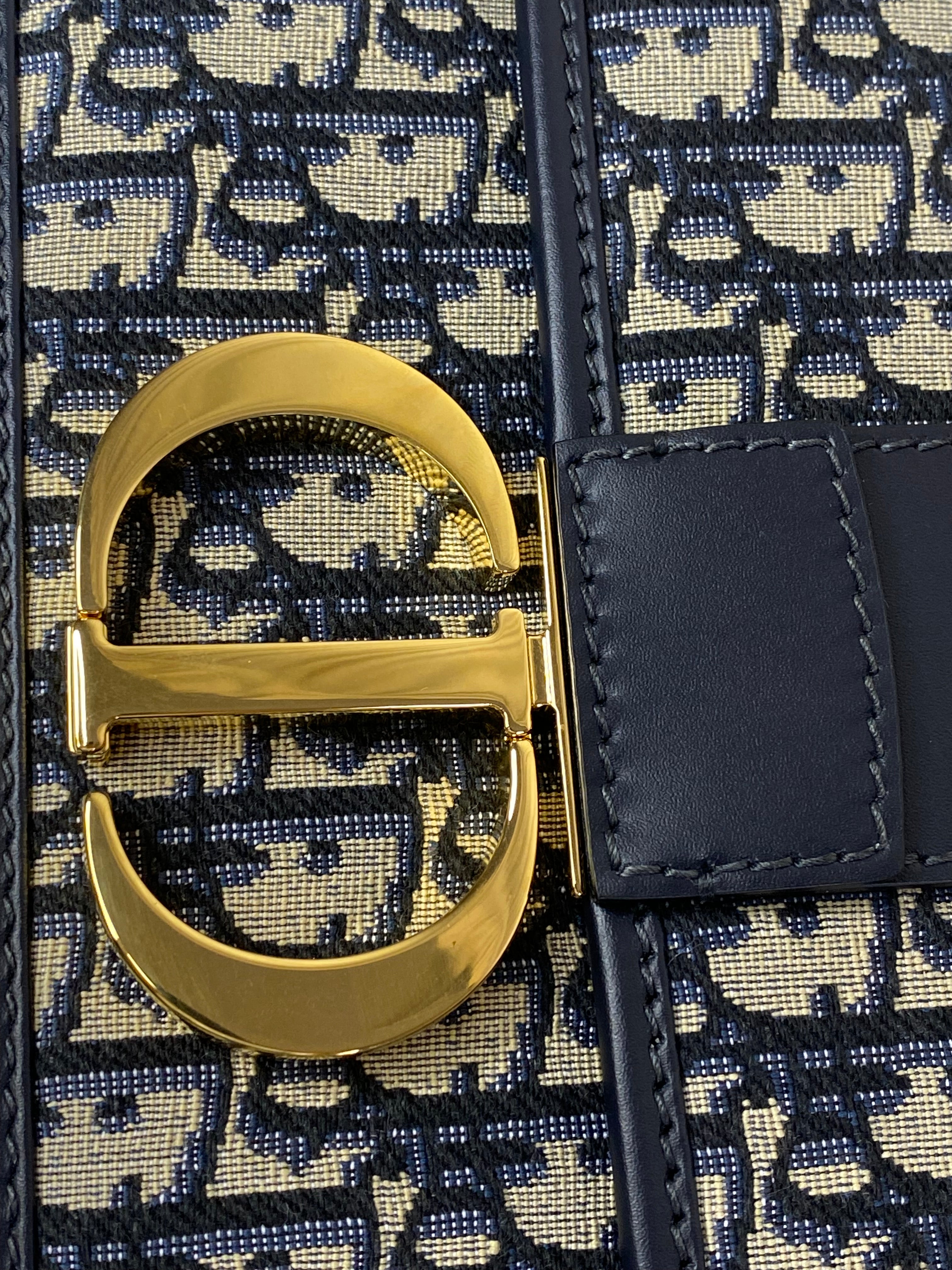 Christian Dior Blue Oblique 30 Montaigne Shoulder Bag