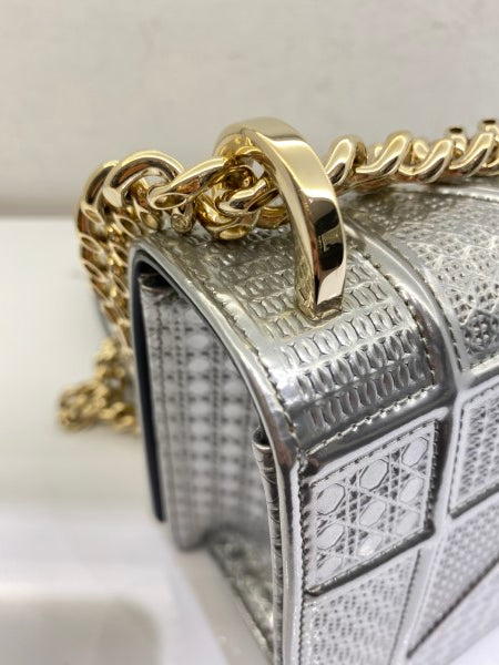 Christian Dior Metallic Silver Diorama Small Bag