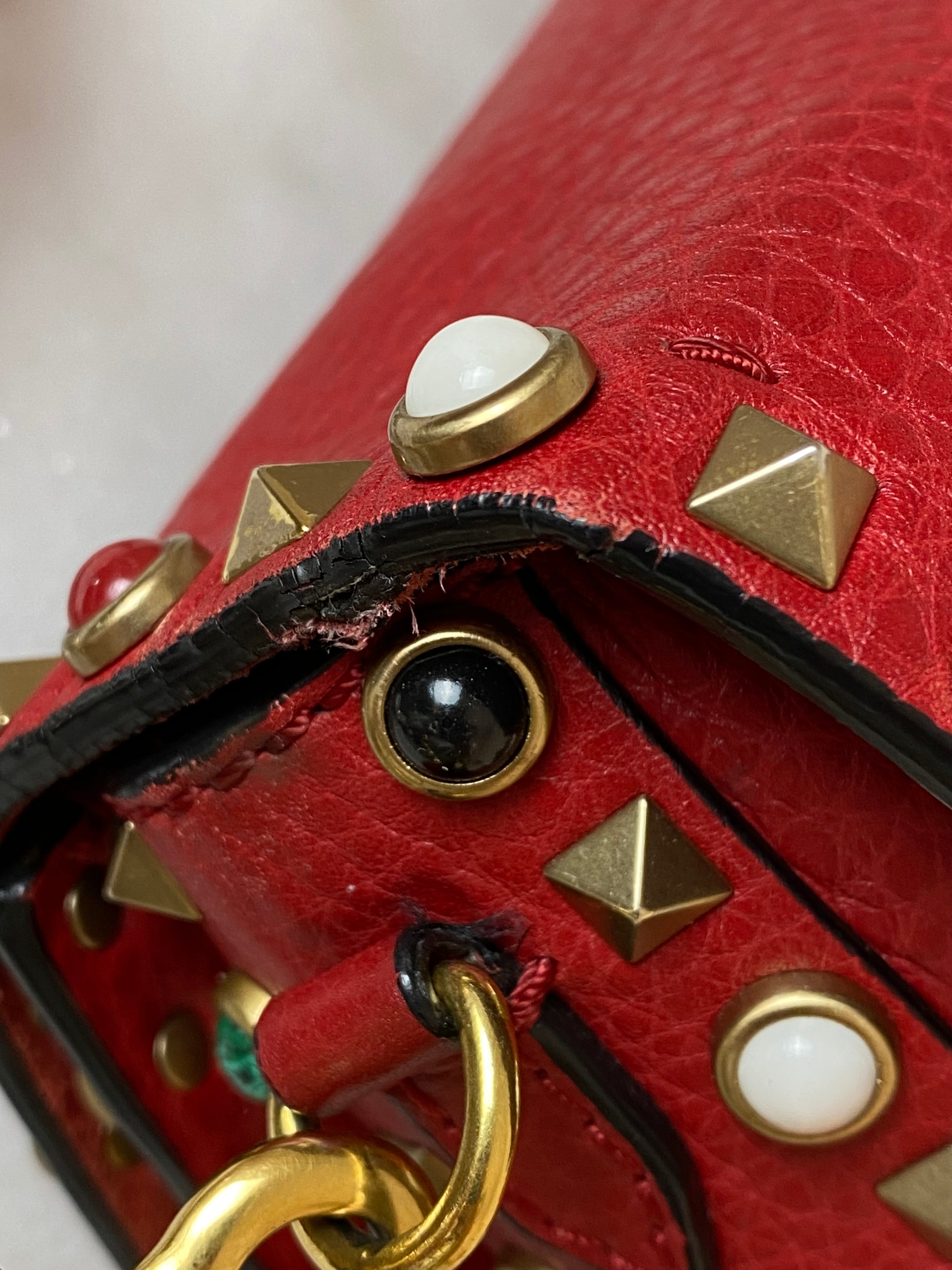 Valentino Red Rolling Rockstud Crossbody Bag-handbag-Valentino-The Closet Egypt