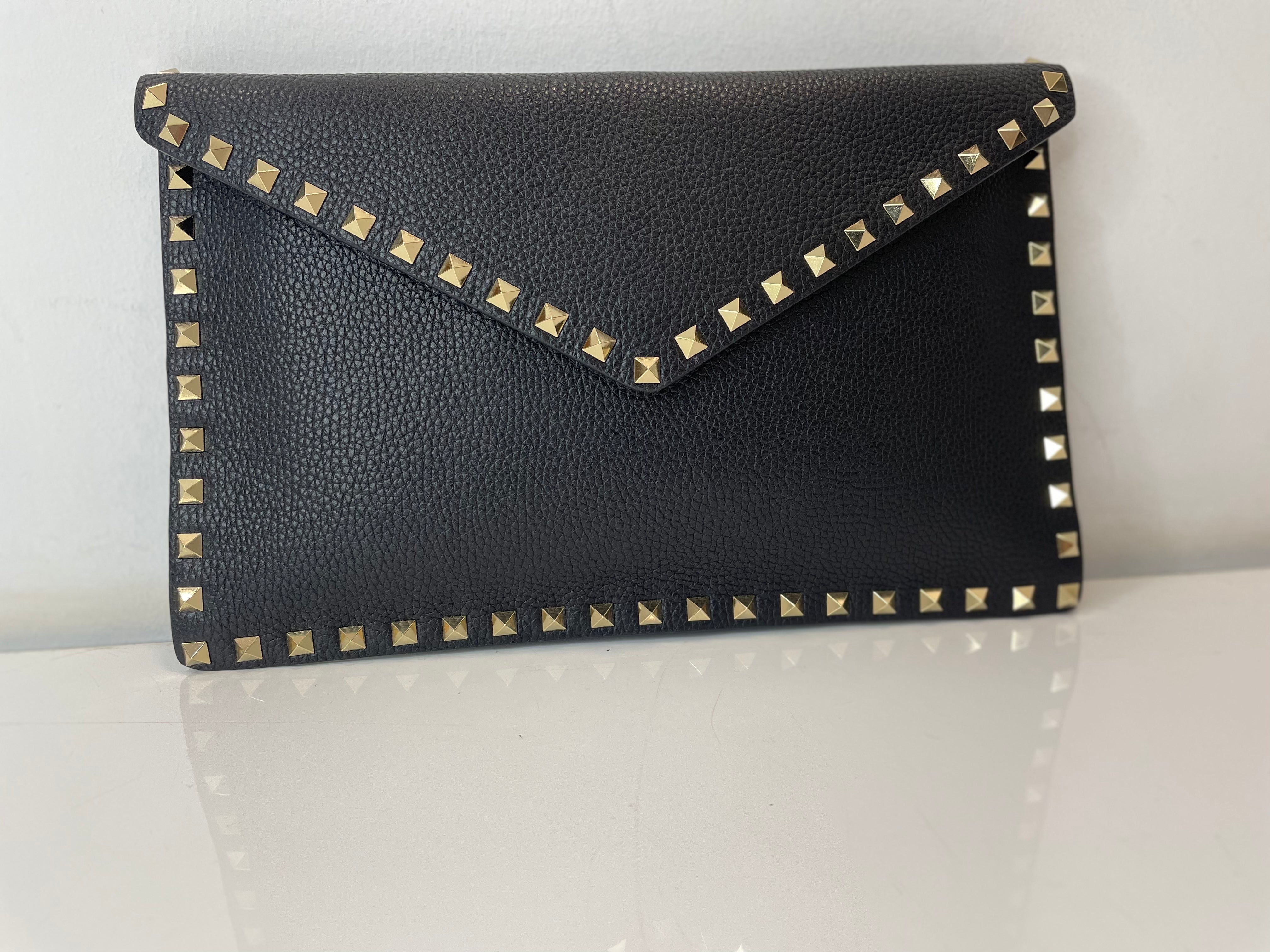 Valentino Black Rockstuds Clutch-Clutch-Valentino-The Closet Egypt