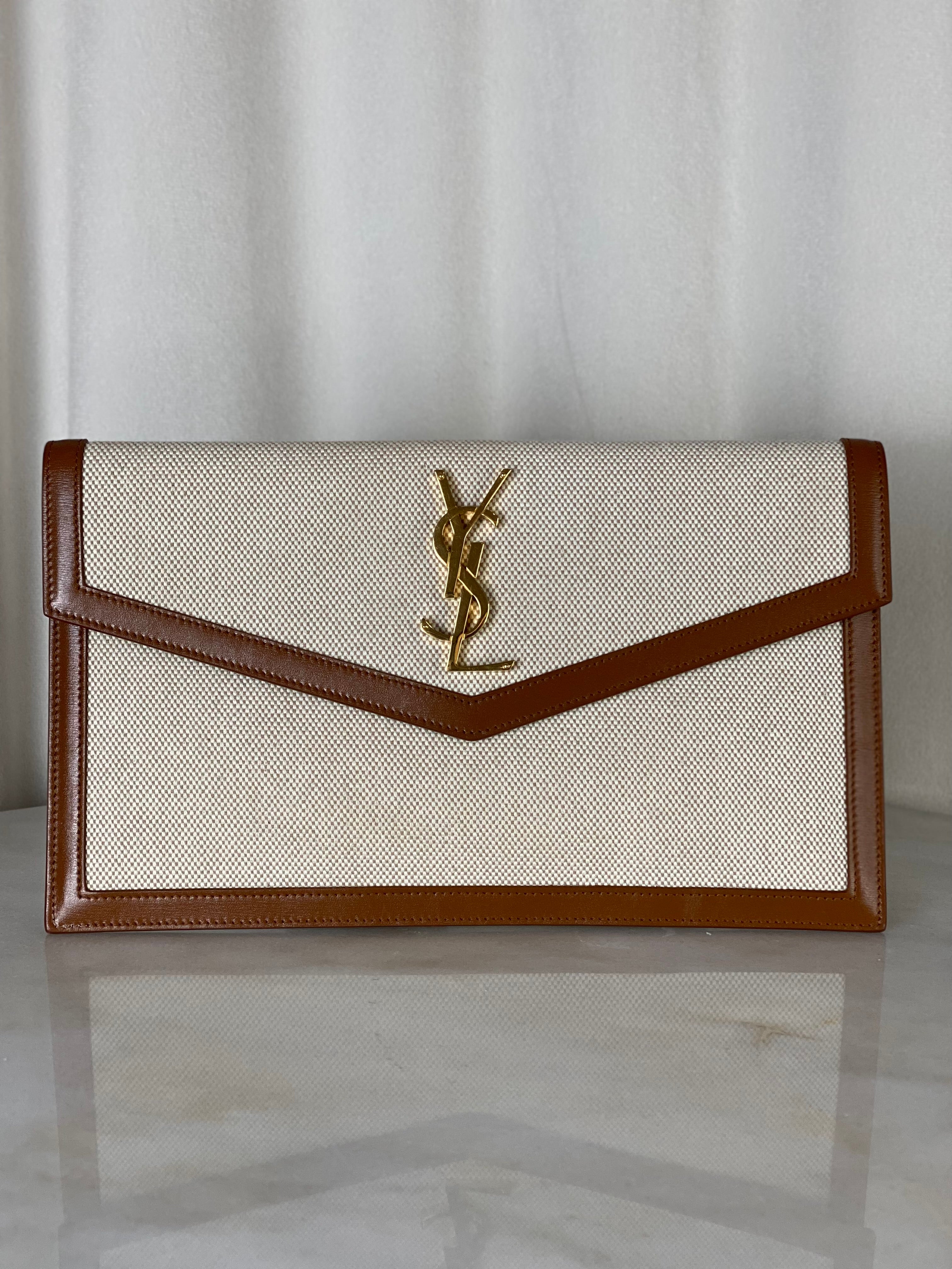 YSL Bicolor Uptown Flap Pouch-Pouch-YSL-The Closet Egypt