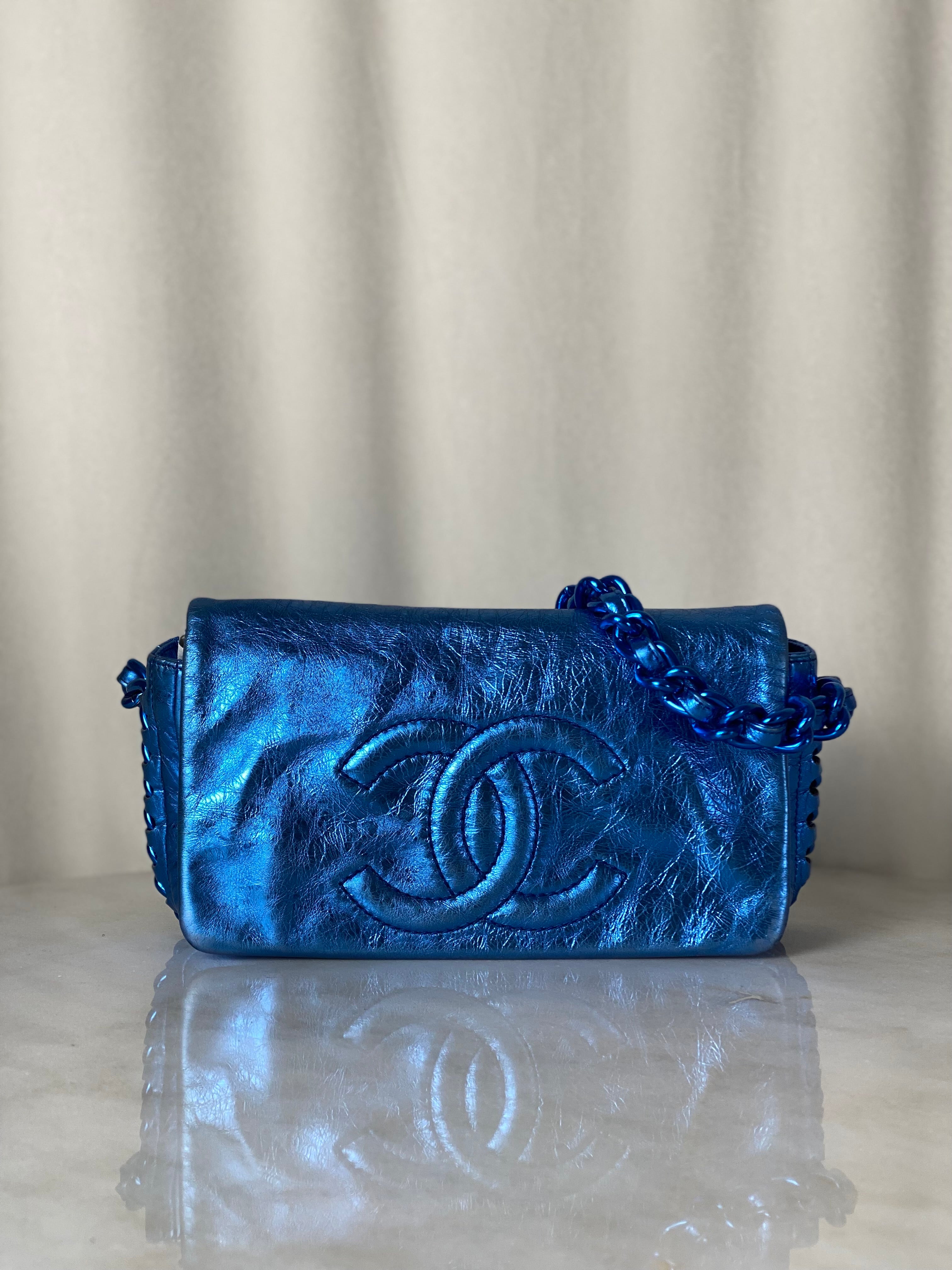 Chanel Metallic Blue CC Modern Chain Flap Shoulder Bag-handbag-Chanel-The Closet Egypt