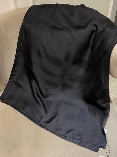Givenchy Black Logo Print Silk Scarf-Scarf-Givenchy-The Closet Egypt