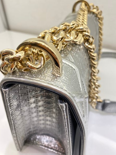Christian Dior Metallic Silver Diorama Small Bag