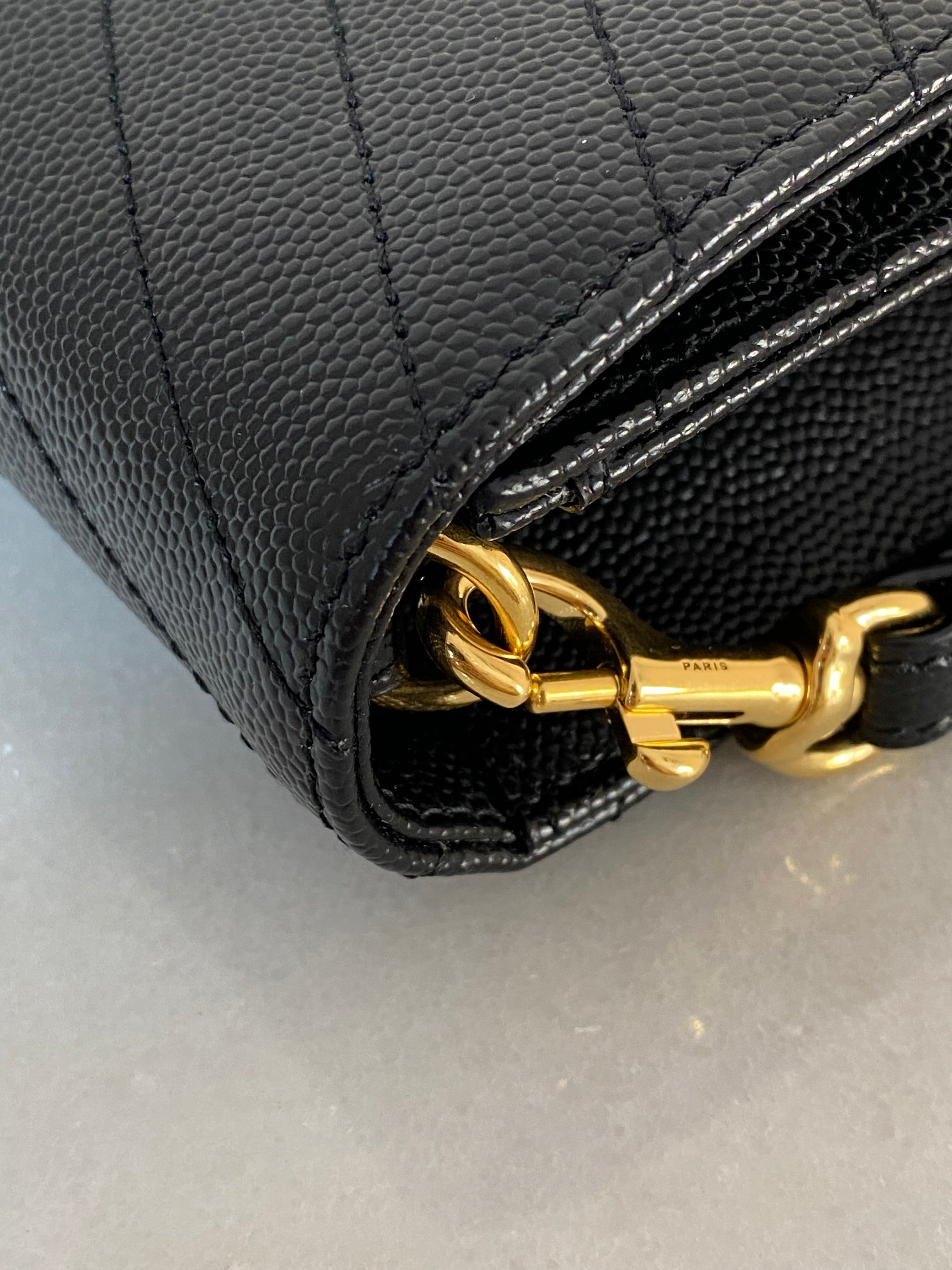 YSL Black Cassandre Flap Clutch-Clutch-YSL-The Closet Egypt