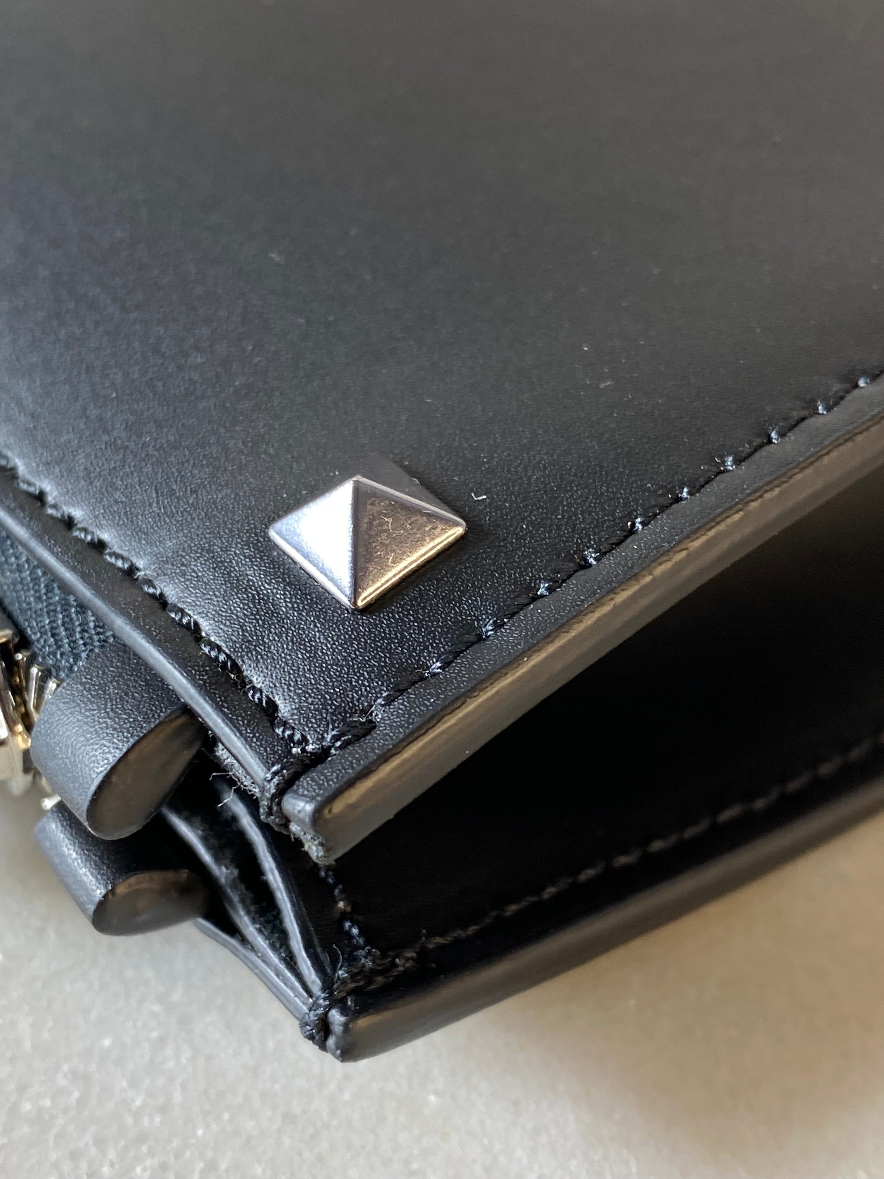 Valentino Black VLTN Studded Zip Pouch