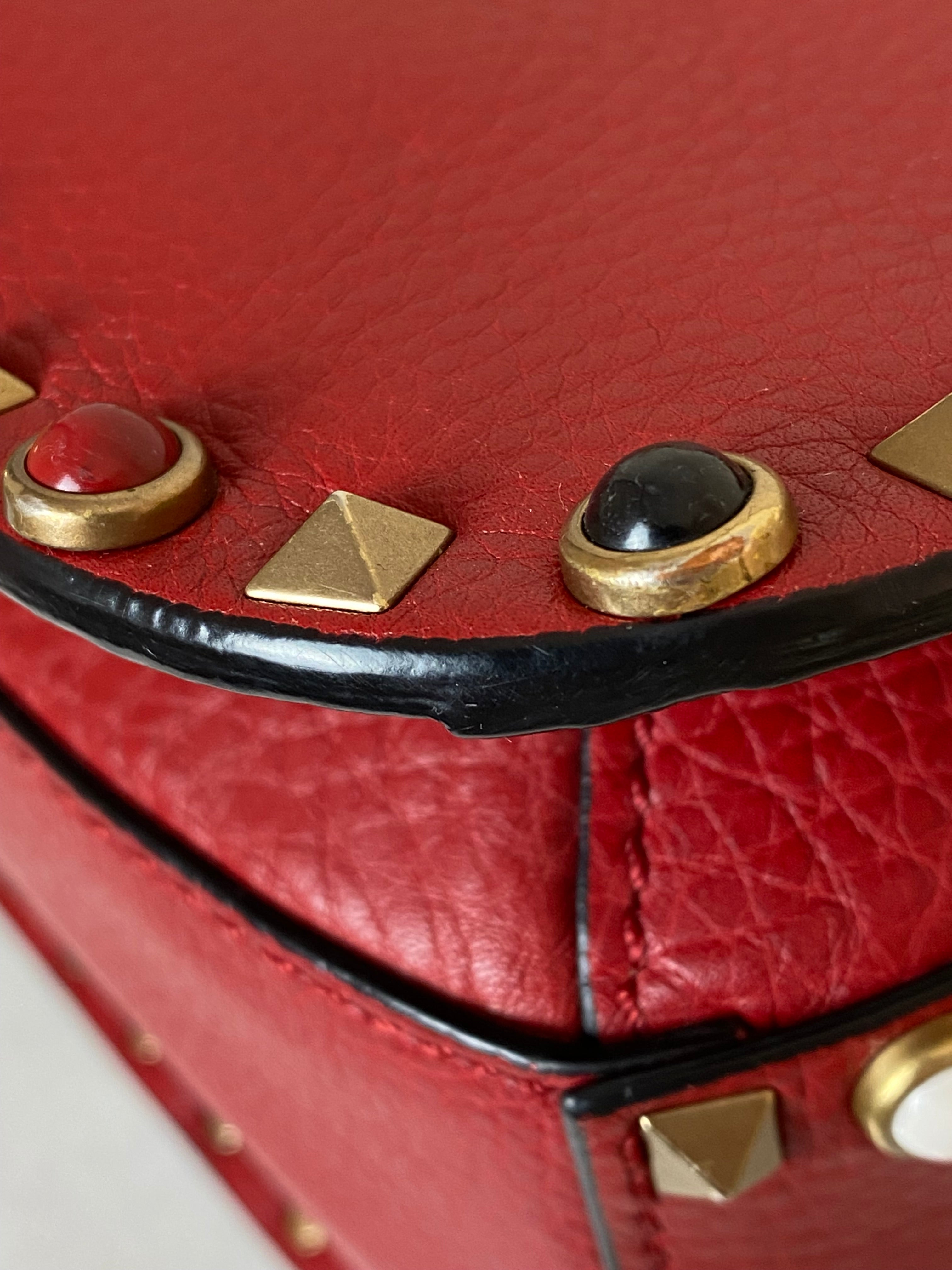 Valentino Red Rolling Rockstud Crossbody Bag-handbag-Valentino-The Closet Egypt
