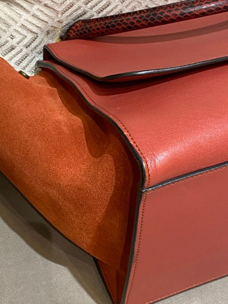 Celine Orange Red Python Trapeze Medium Bag-handbag-Celine-The Closet Egypt