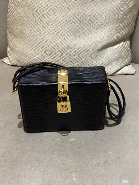 Dolce & Gabbana Black Iguana Print Box Bag-handbag-Dolce & Gabbana-The Closet Egypt