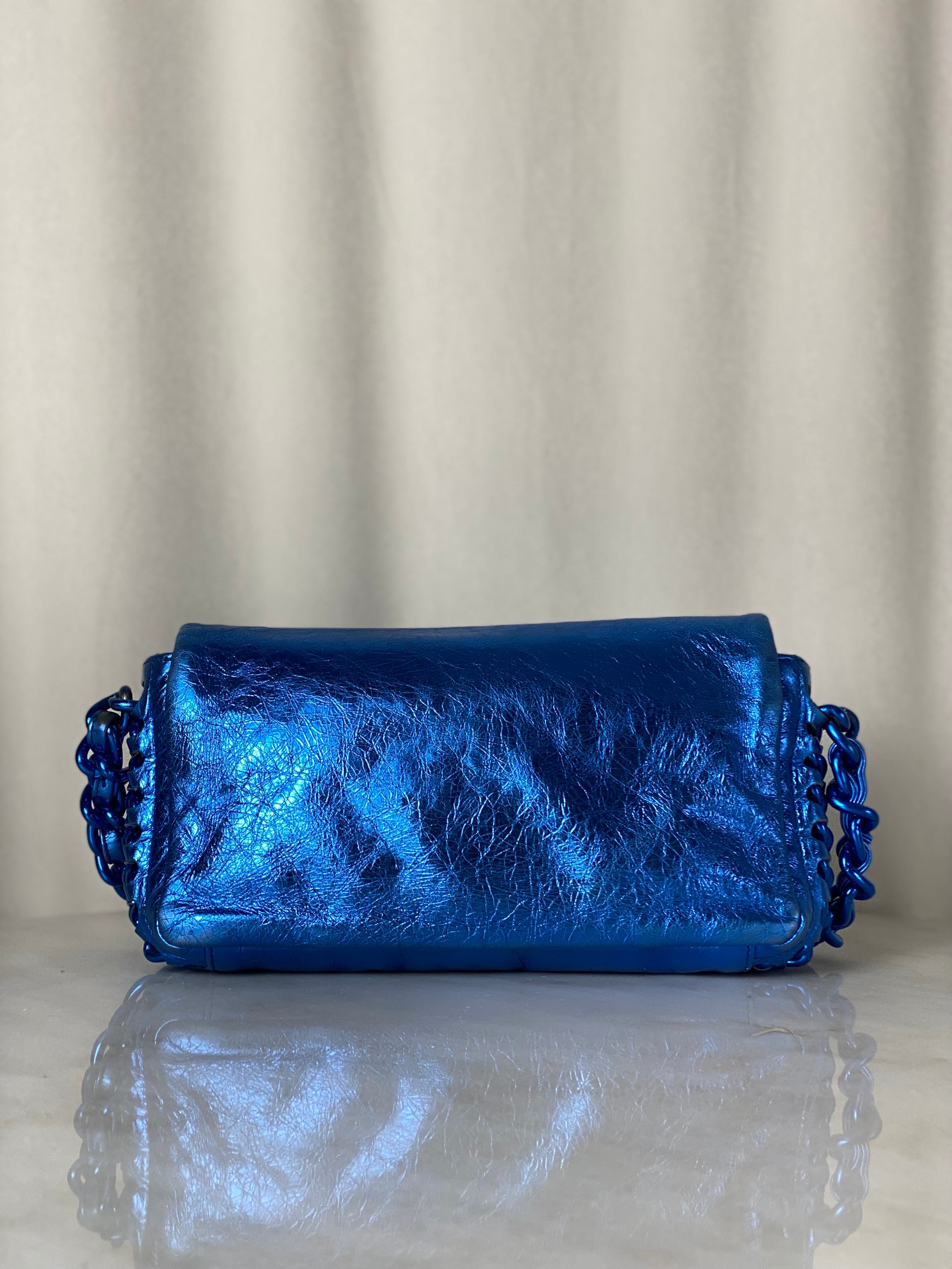 Chanel Metallic Blue CC Modern Chain Flap Shoulder Bag-handbag-Chanel-The Closet Egypt