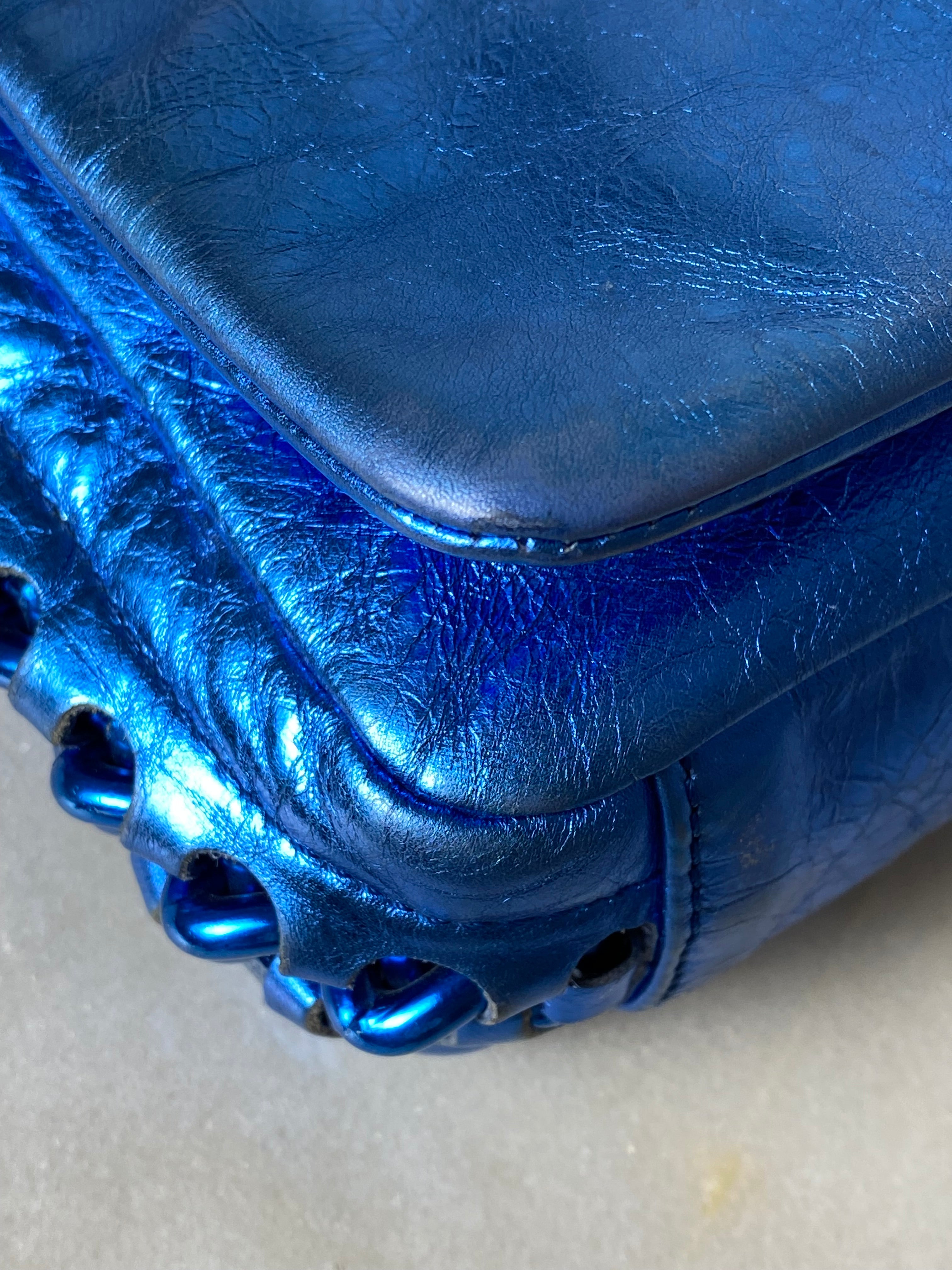 Chanel Metallic Blue CC Modern Chain Flap Shoulder Bag-handbag-Chanel-The Closet Egypt