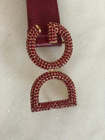 Dolce & Gabbana Red Euro D&G Crystal Belt 32-Belt-Dolce & Gabbana-The Closet Egypt