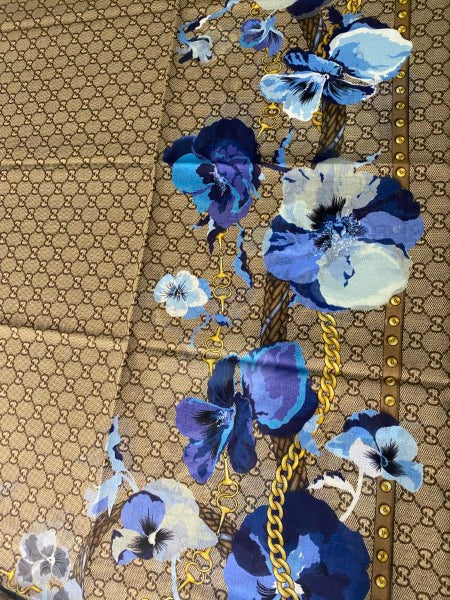 Gucci Tricolor GG Printed Floral Scarf-Scarf-Gucci-The Closet Egypt