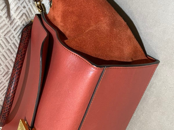 Celine Orange Red Python Trapeze Medium Bag-handbag-Celine-The Closet Egypt