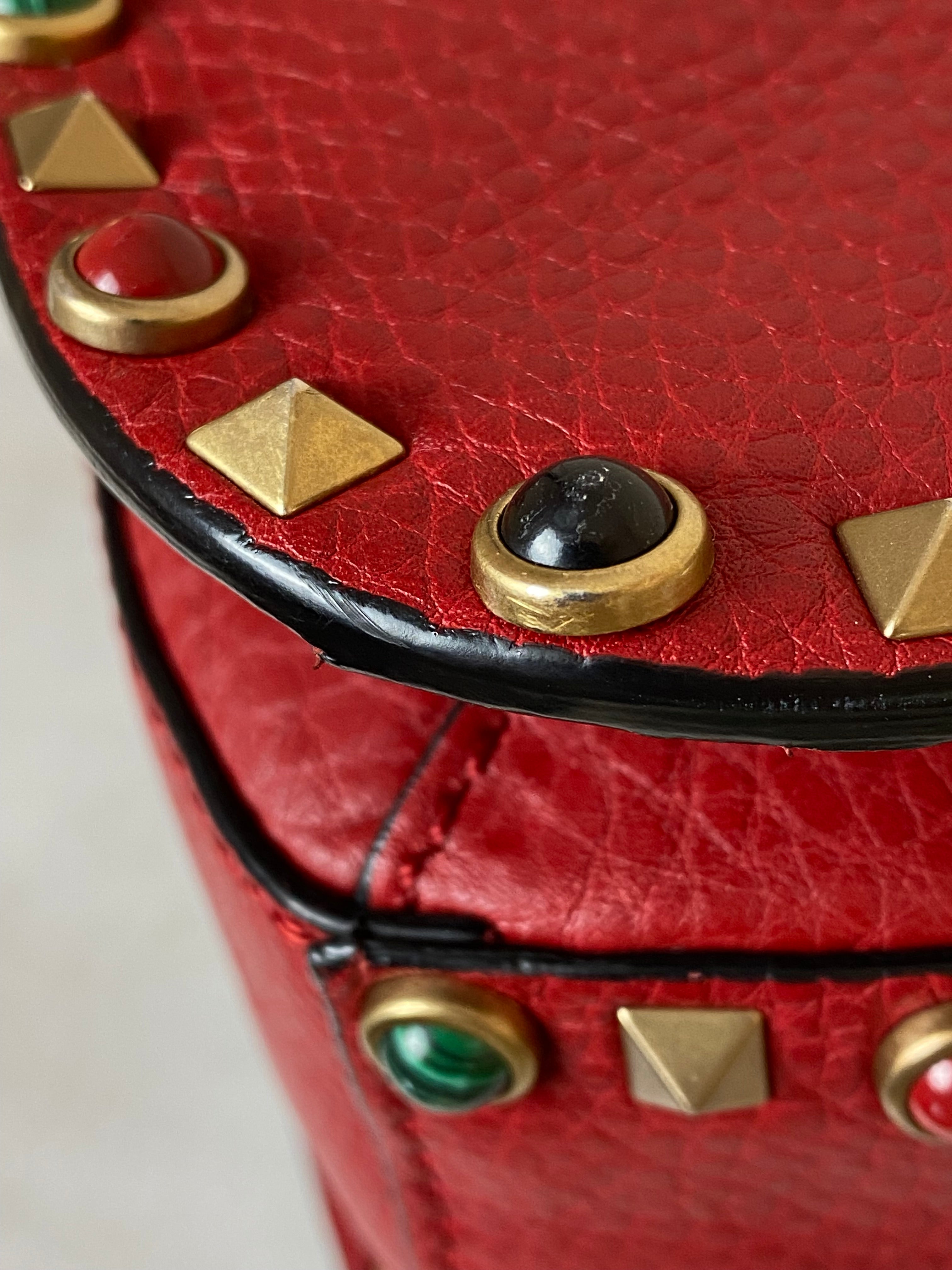 Valentino Red Rolling Rockstud Crossbody Bag-handbag-Valentino-The Closet Egypt