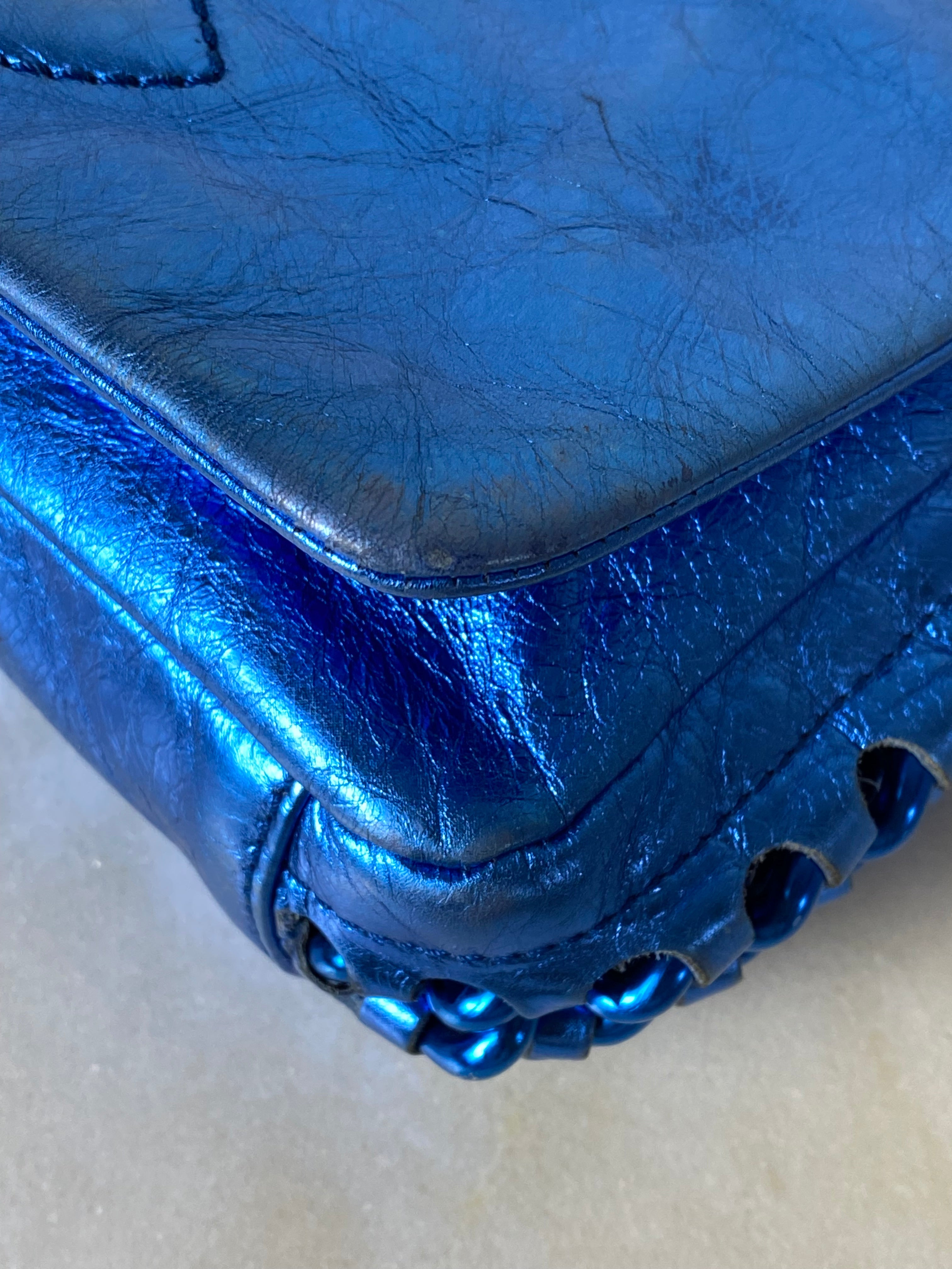 Chanel Metallic Blue CC Modern Chain Flap Shoulder Bag-handbag-Chanel-The Closet Egypt