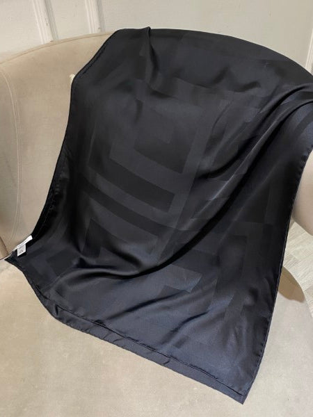 Givenchy Black Logo Print Silk Scarf-Scarf-Givenchy-The Closet Egypt