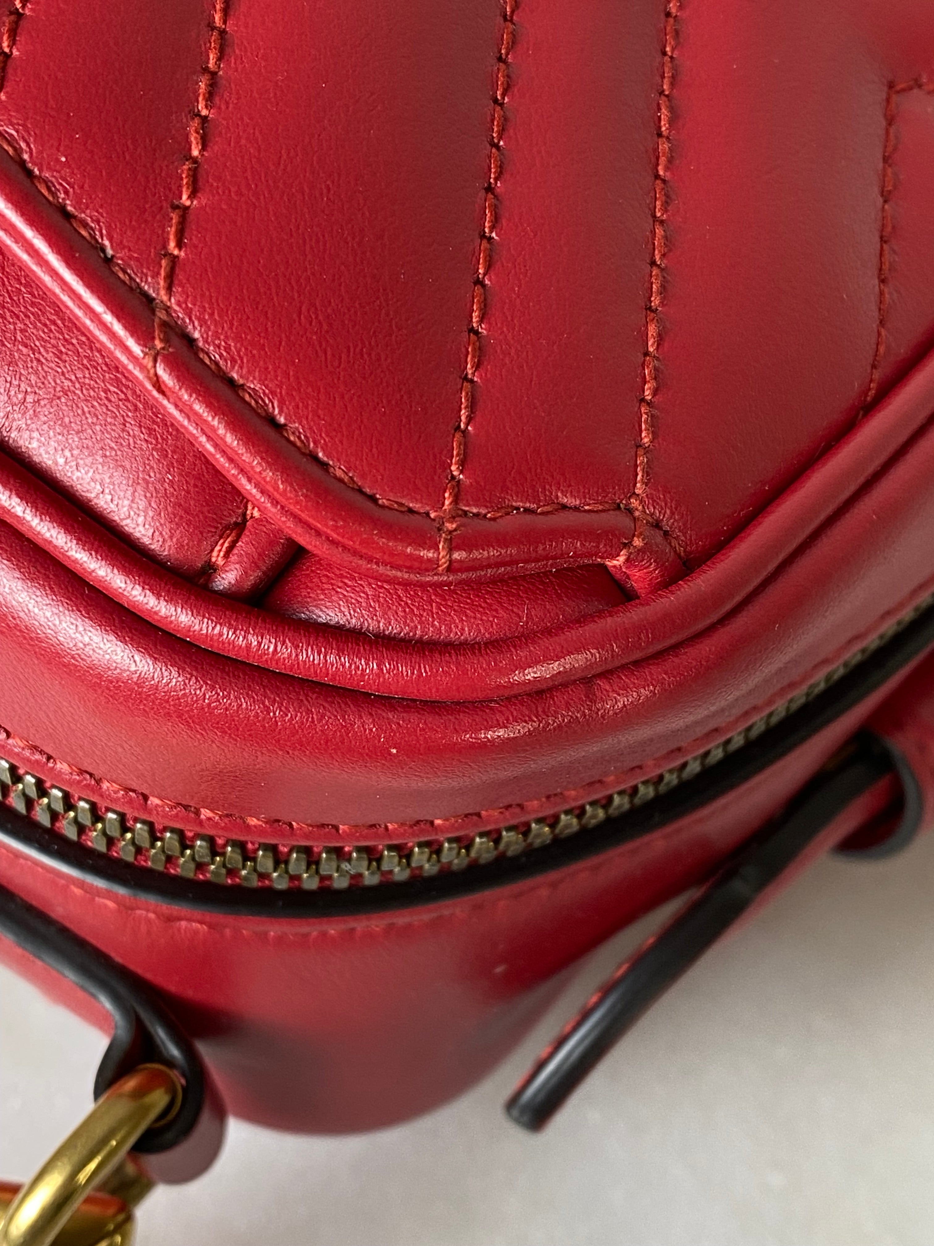 Gucci Red Marmont Top Handle Bag