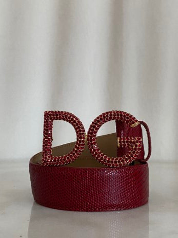 Dolce & Gabbana Red Euro D&G Crystal Belt 32-Belt-Dolce & Gabbana-The Closet Egypt