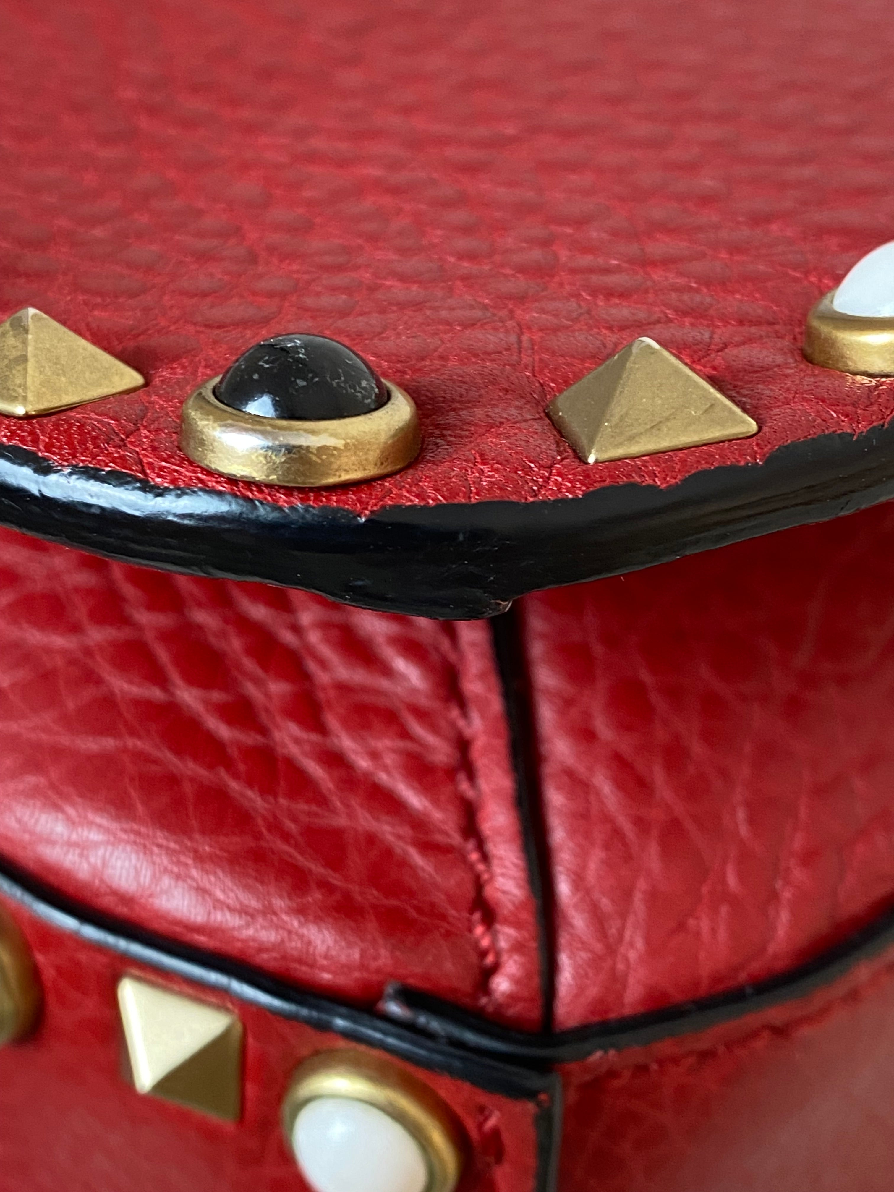 Valentino Red Rolling Rockstud Crossbody Bag-handbag-Valentino-The Closet Egypt