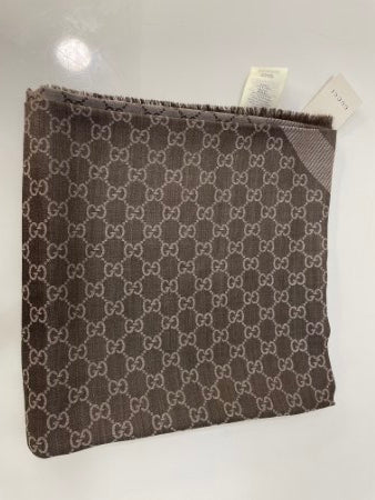 Gucci Brown GG Silk Wool Scarf-Scarf-Gucci-The Closet Egypt