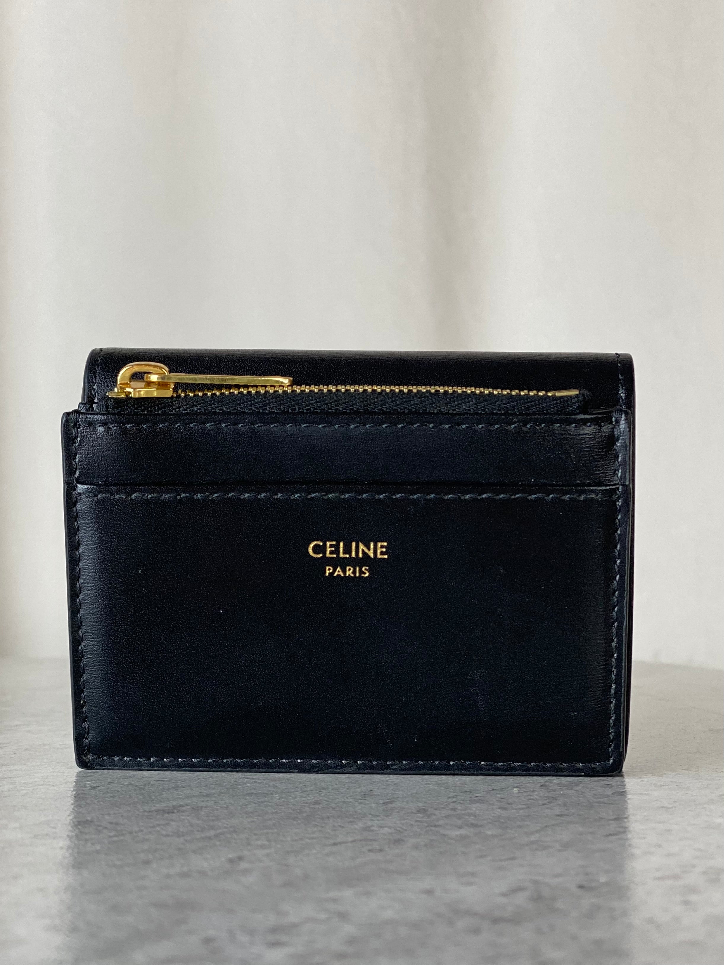 Celine Black Compact Wallet W/ Coin Triomphe-wallet-Celine-The Closet Egypt