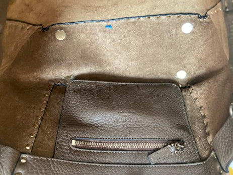 Valentino Cacao Tote Rockstud Bag-handbag-Valentino-The Closet Egypt