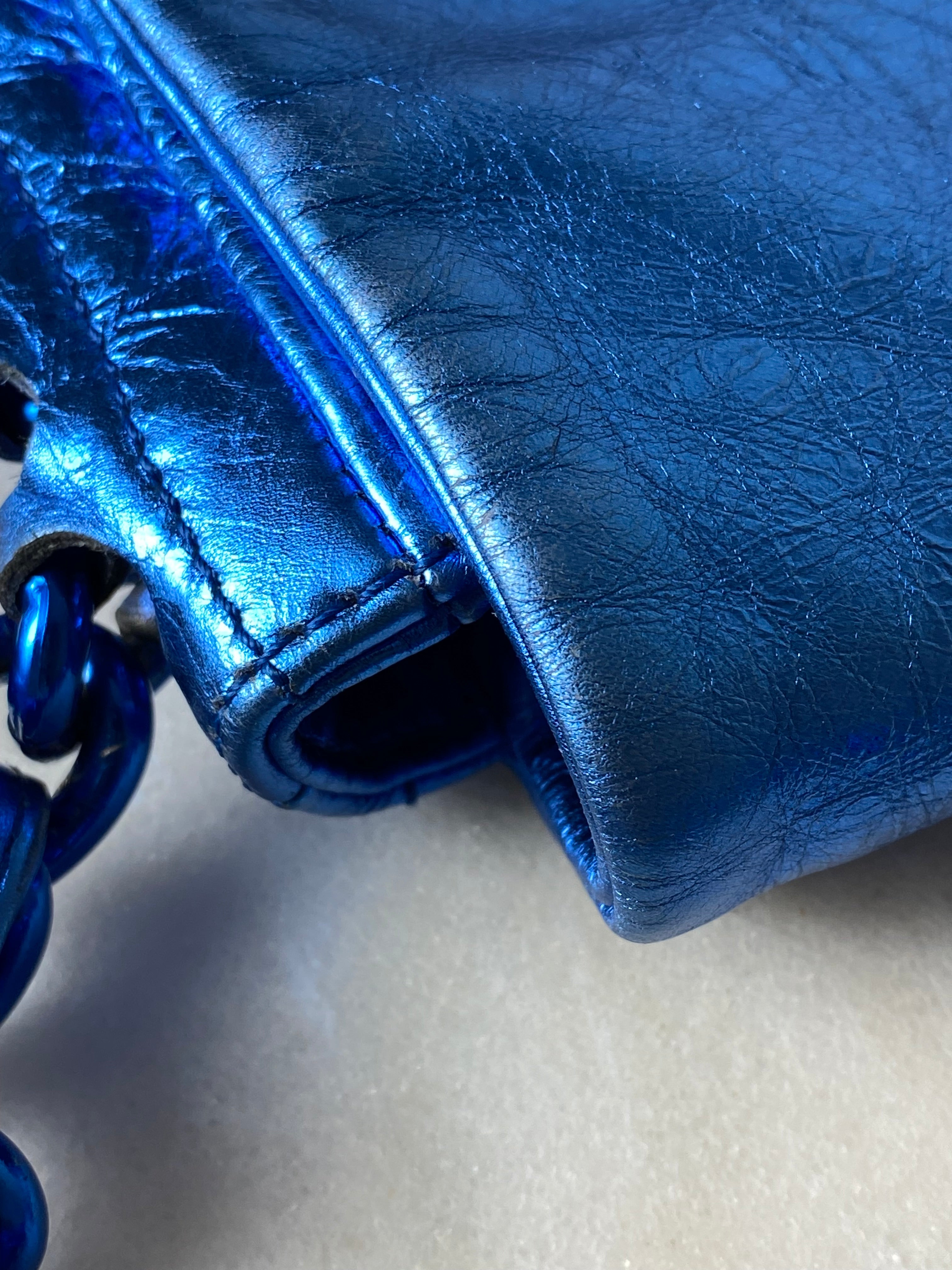 Chanel Metallic Blue CC Modern Chain Flap Shoulder Bag-handbag-Chanel-The Closet Egypt