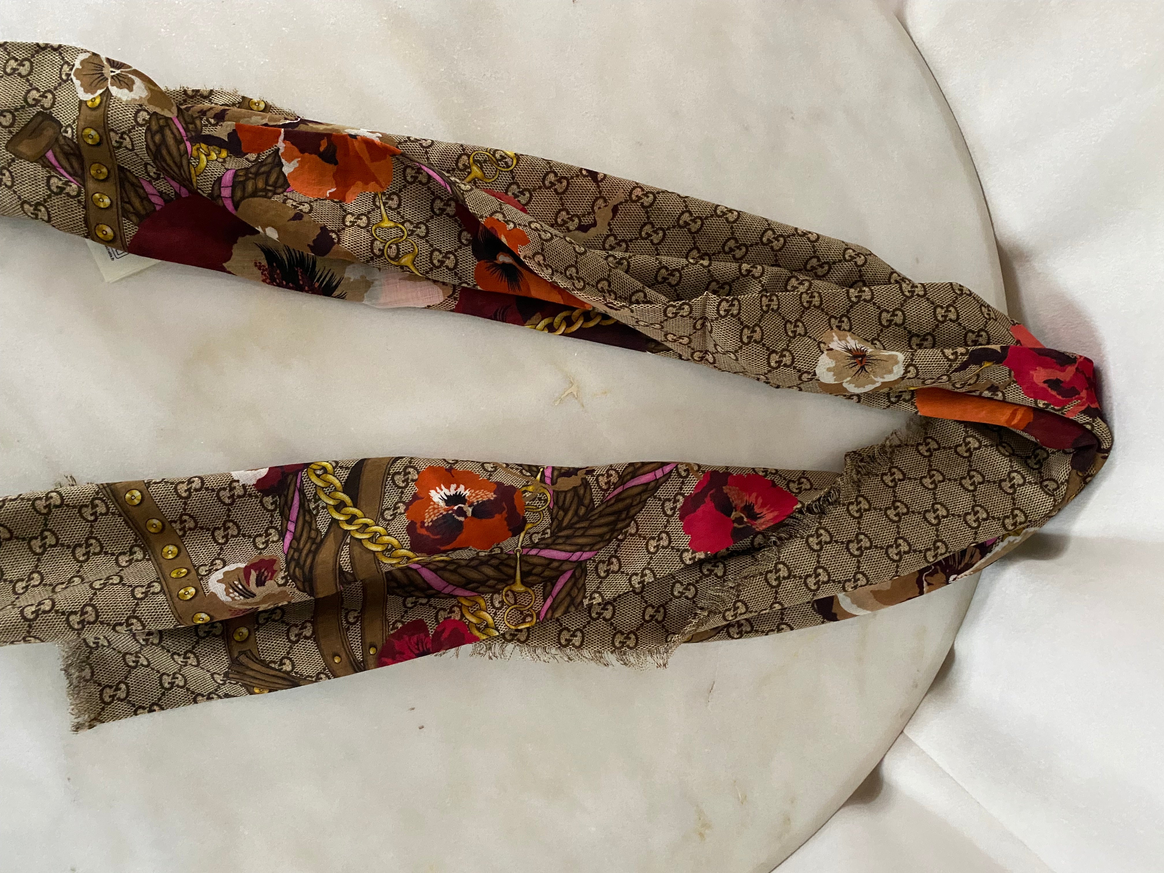 Gucci Bicolor GG Floral Scarf-Scarf-Gucci-The Closet Egypt