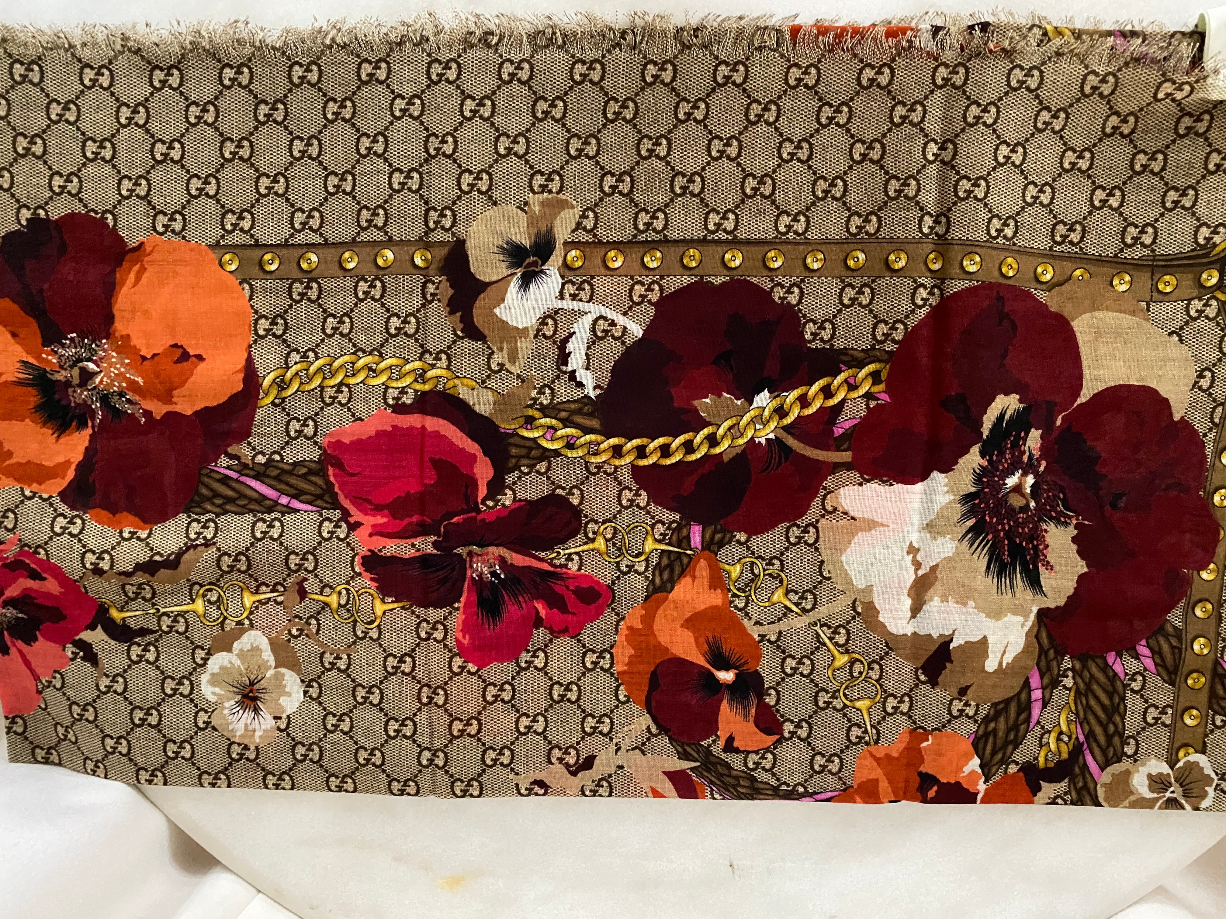 Gucci Bicolor GG Floral Scarf-Scarf-Gucci-The Closet Egypt