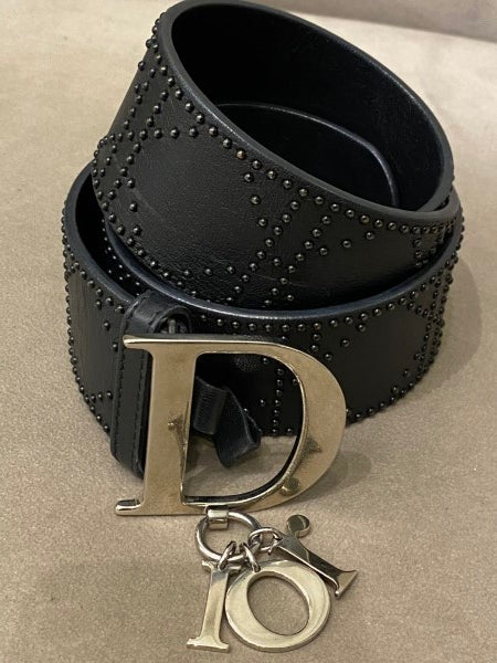 Christian Dior Black Studded D Buckle Belt-Belt-Christian Dior-The Closet Egypt