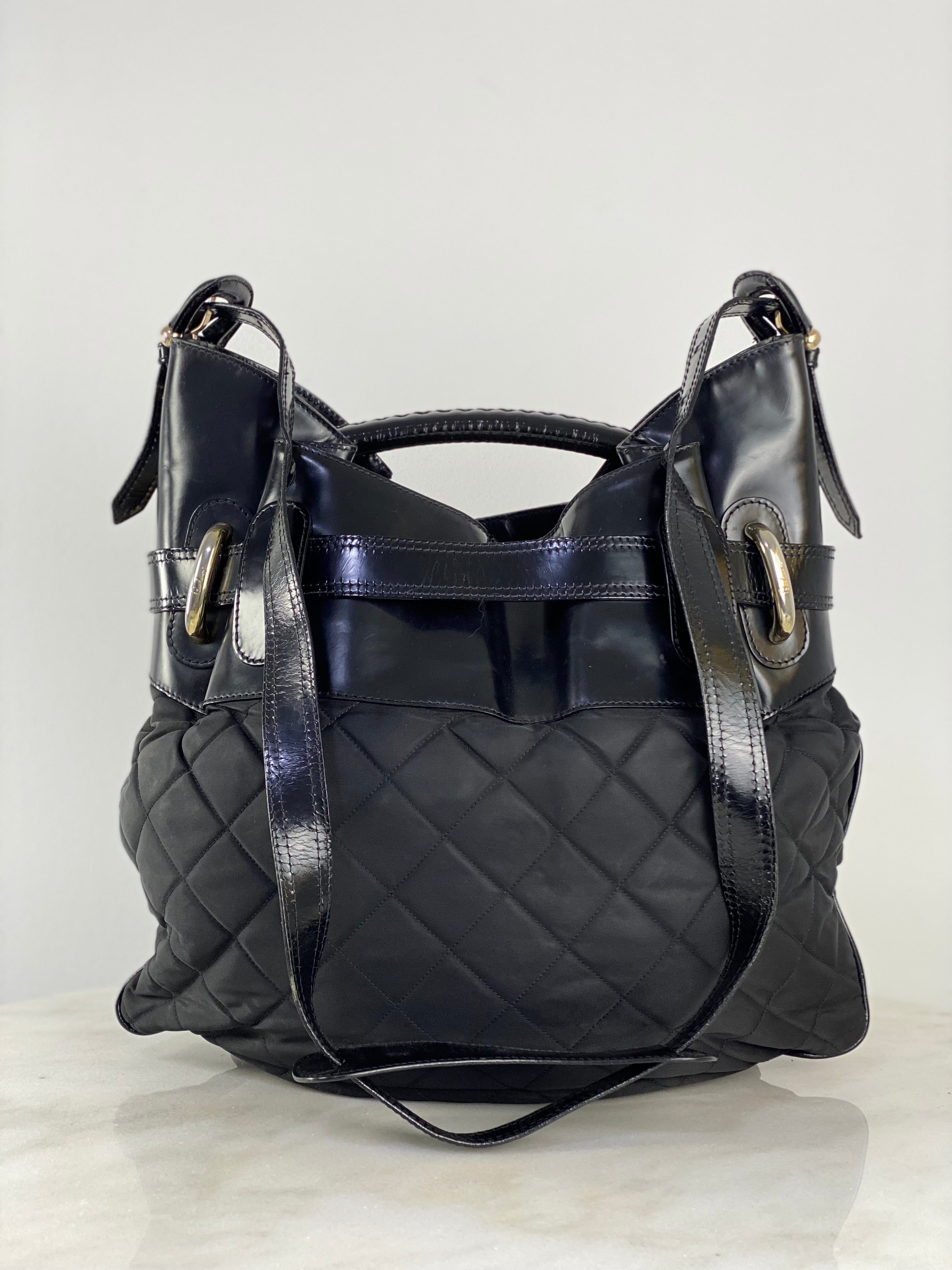 Burberry Black Nylon Vernis Bromley Ad Hobo Bag