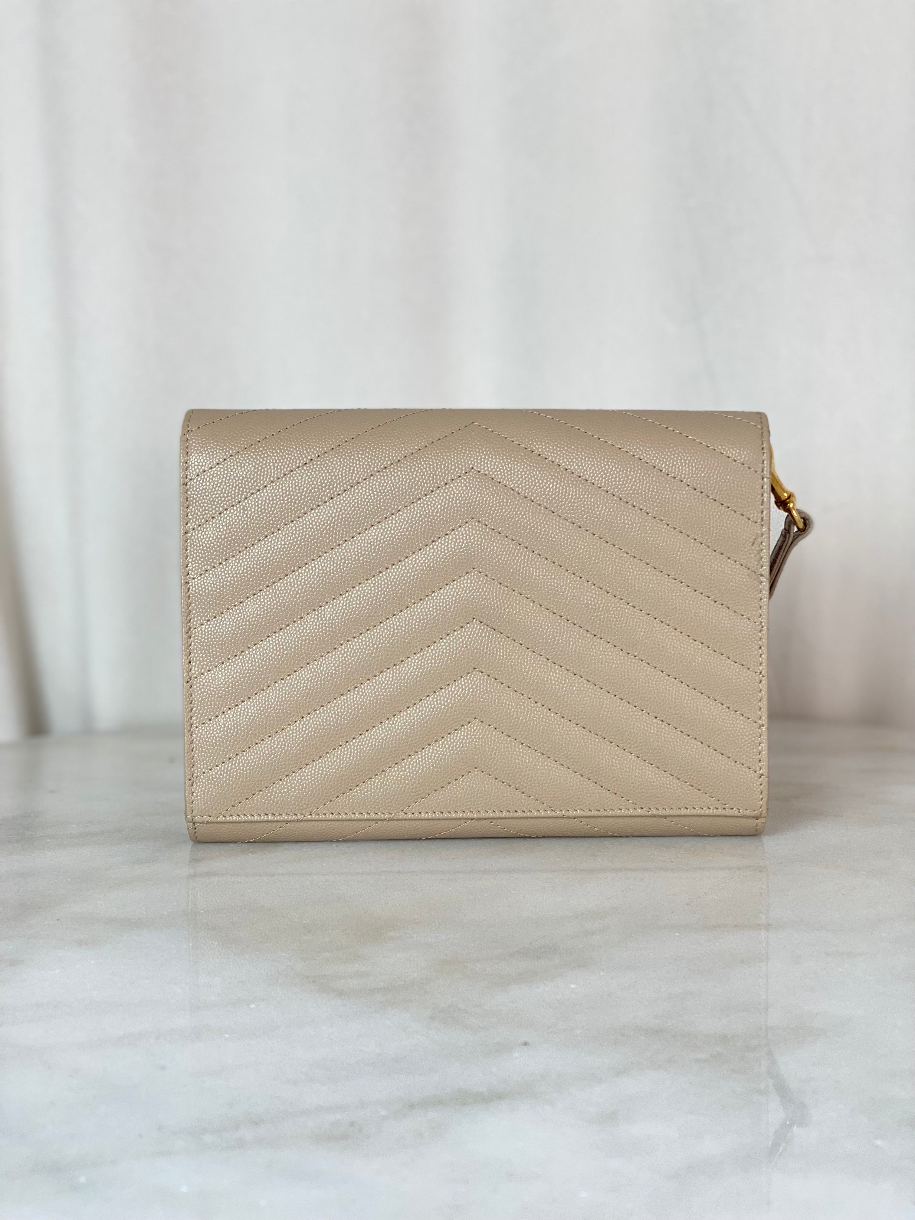 YSL Beige Cassandre Small Flap Pouch W/ Holder-Pouch-YSL-The Closet Egypt