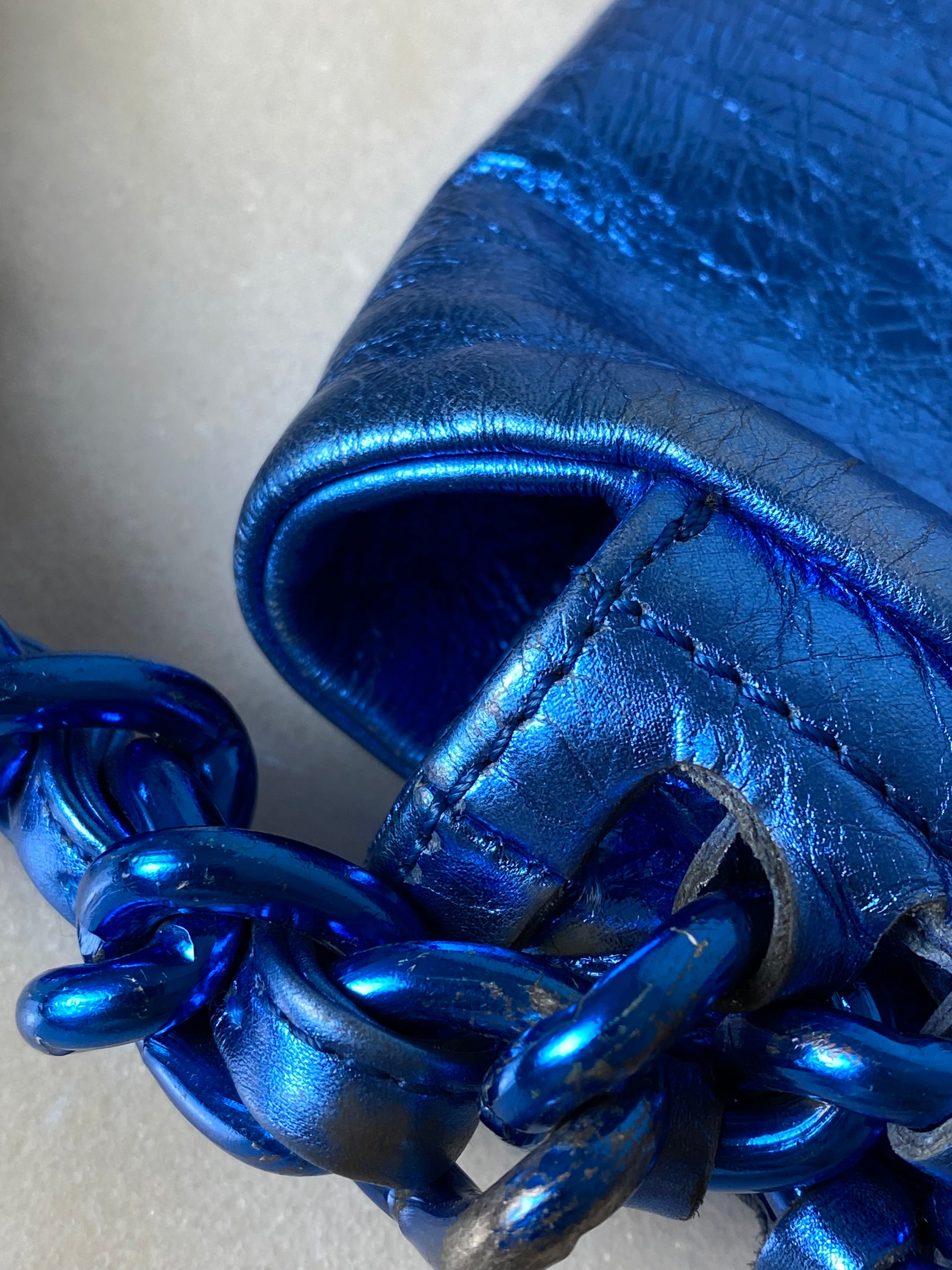 Chanel Metallic Blue CC Modern Chain Flap Shoulder Bag-handbag-Chanel-The Closet Egypt