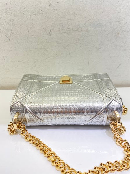 Christian Dior Metallic Silver Diorama Small Bag