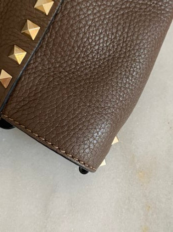 Valentino Cacao Tote Rockstud Bag-handbag-Valentino-The Closet Egypt