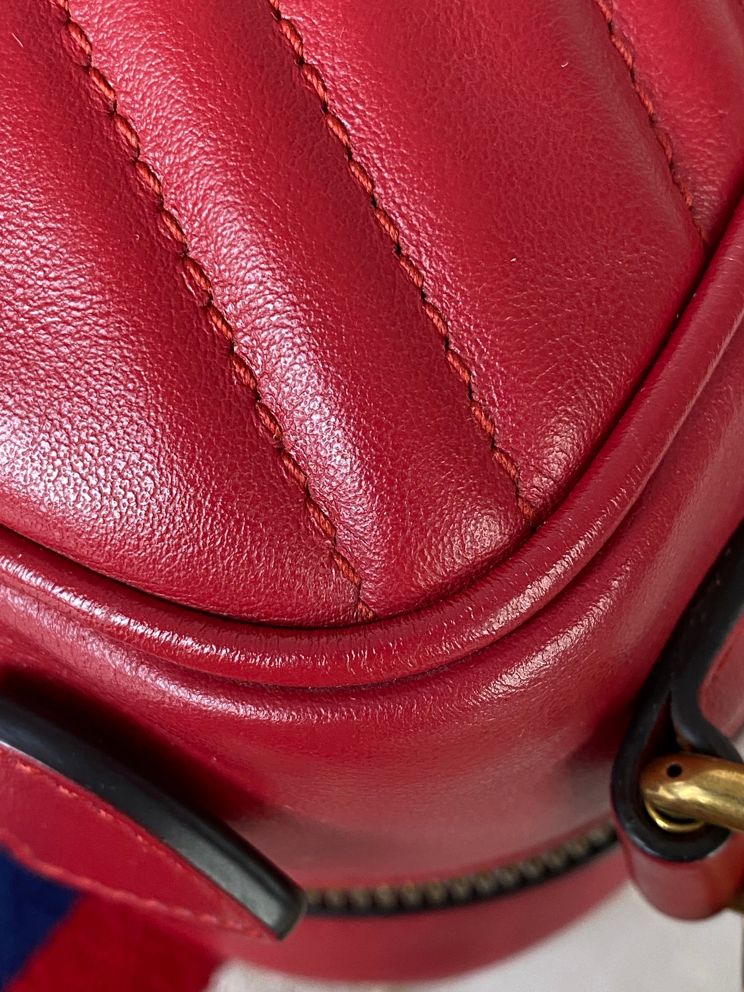 Gucci Red Marmont Top Handle Bag