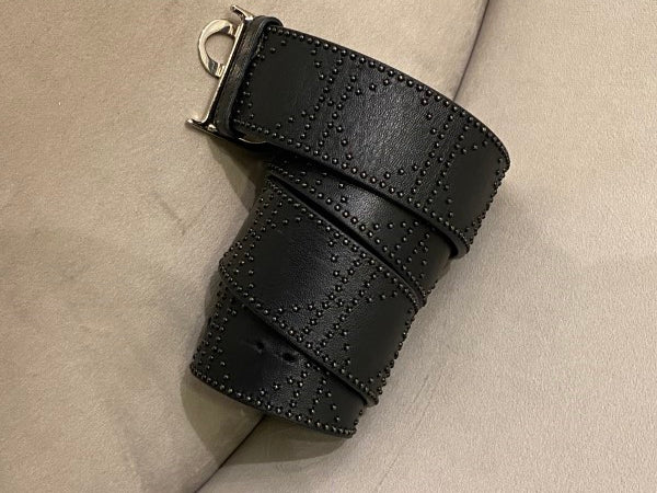 Christian Dior Black Studded D Buckle Belt-Belt-Christian Dior-The Closet Egypt