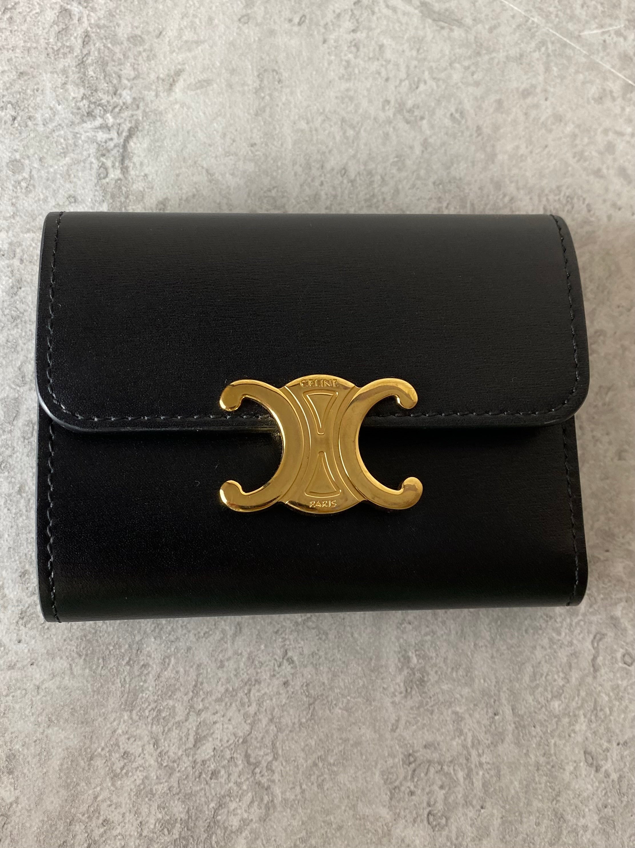 Celine Black Compact Wallet W/ Coin Triomphe-wallet-Celine-The Closet Egypt