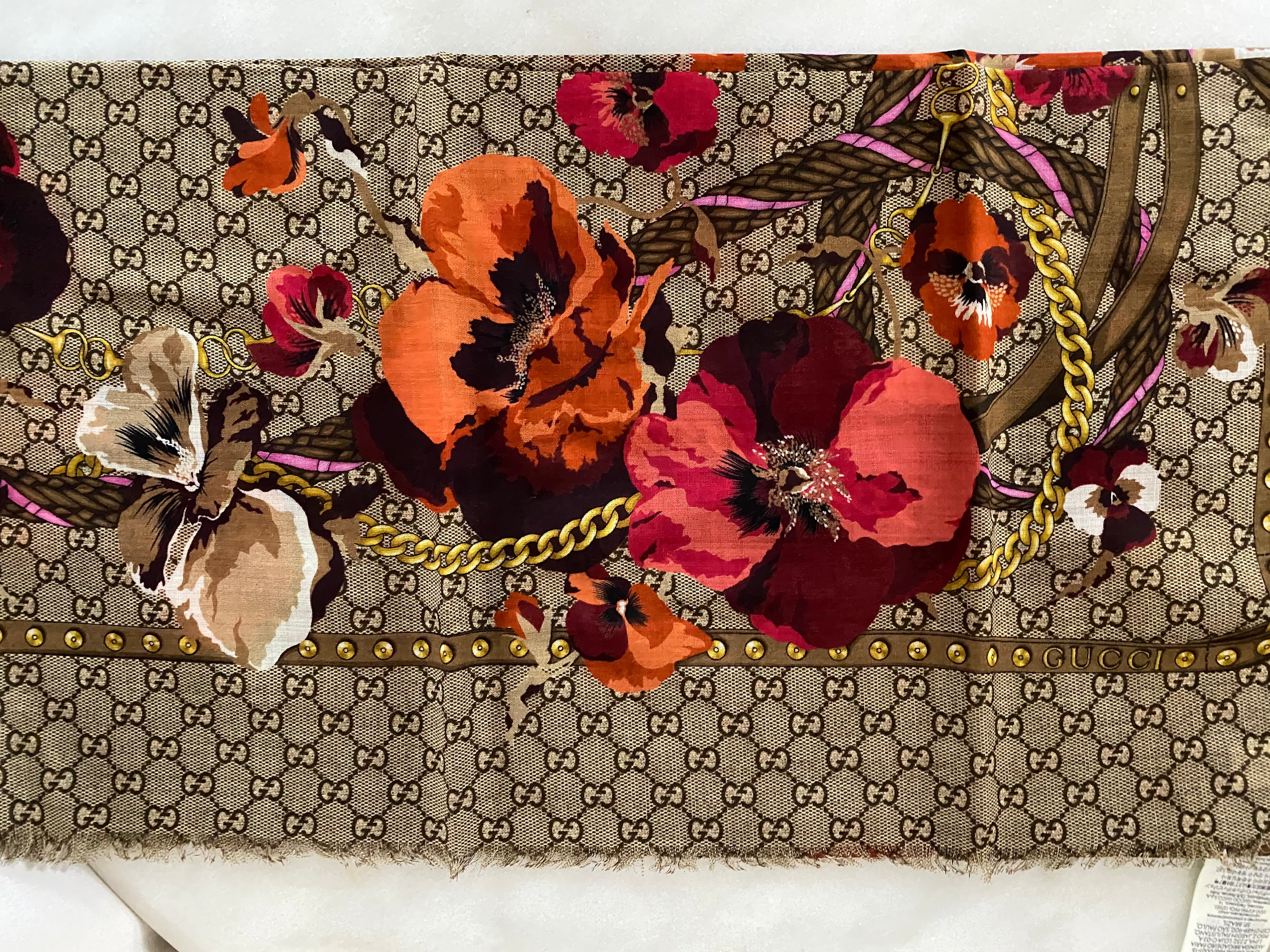 Gucci Bicolor GG Floral Scarf-Scarf-Gucci-The Closet Egypt