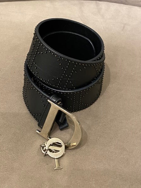 Christian Dior Black Studded D Buckle Belt-Belt-Christian Dior-The Closet Egypt